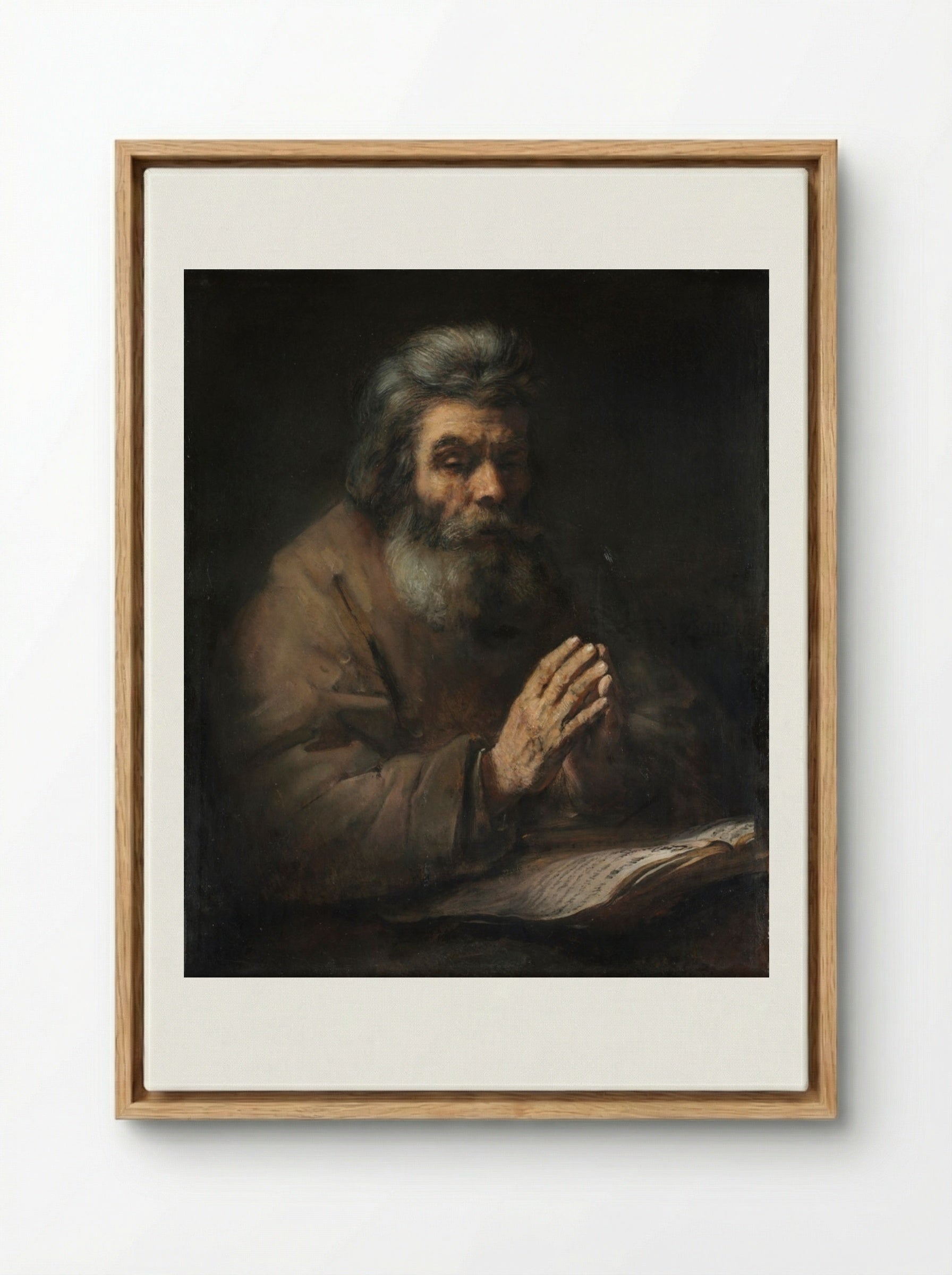 An Elderly Man in Prayer - Rembrandt van Rijn - Framed Canvas Wood