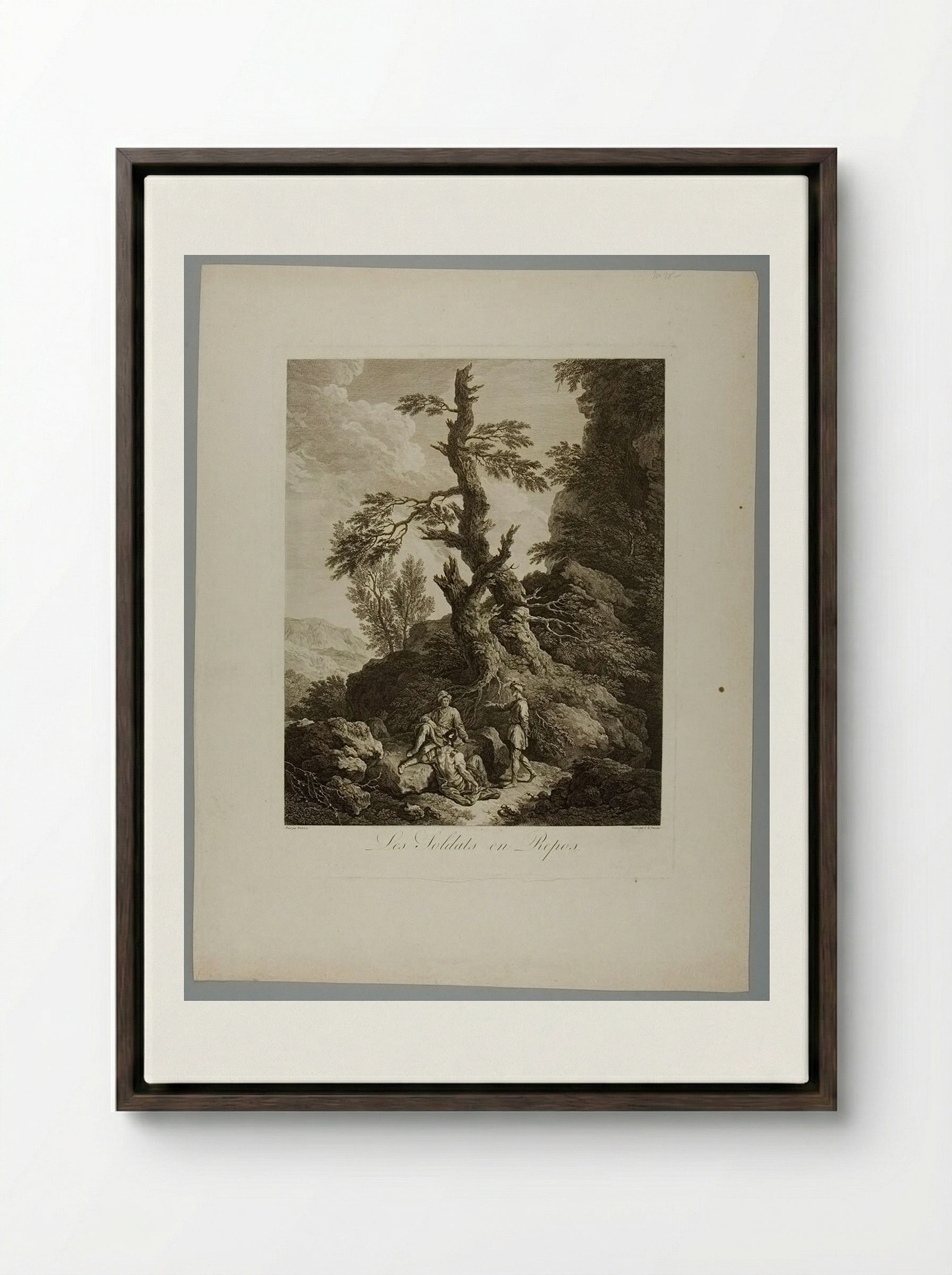 Les Soldats en Repos - Jean Charles Levasseur - Framed Canvas Dark Wood