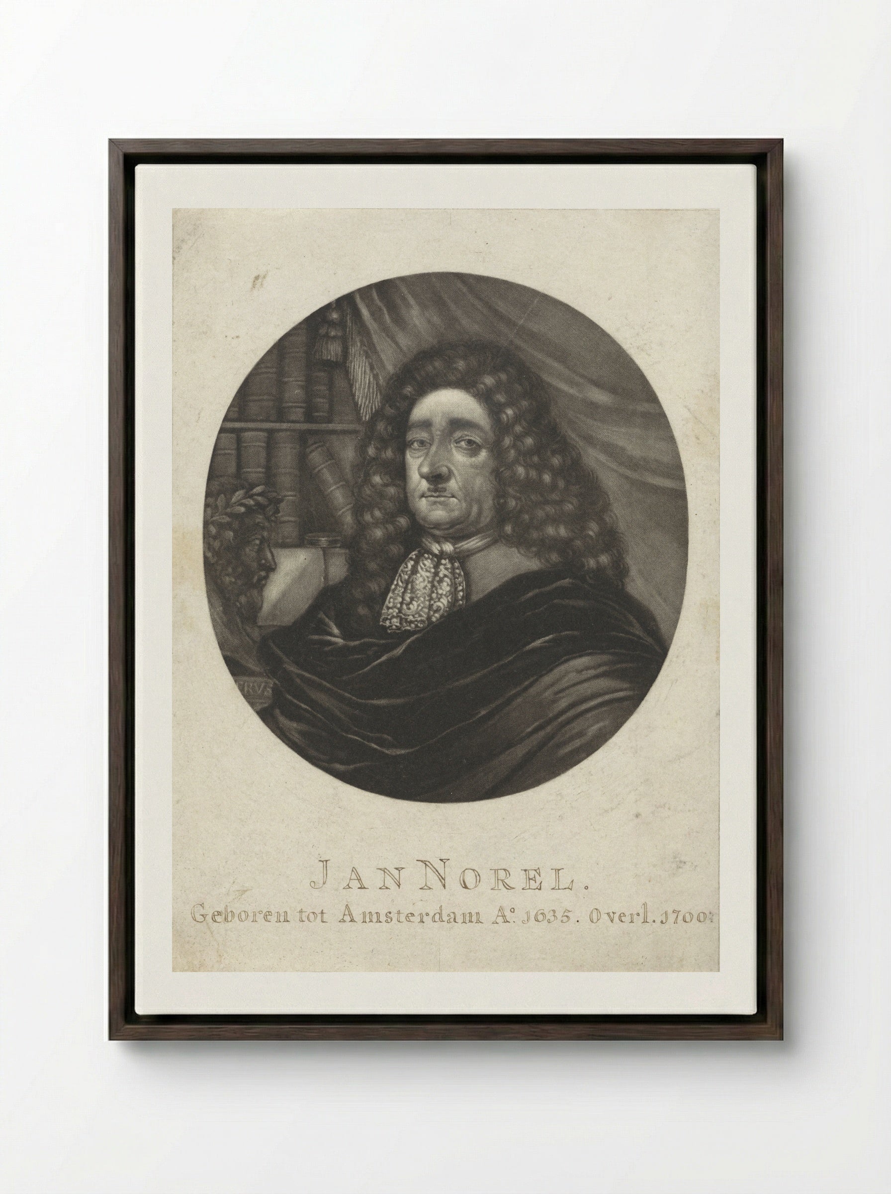 Portrait of Petrus Boudaan - Pieter Schenk (I) - Framed Canvas Dark Wood