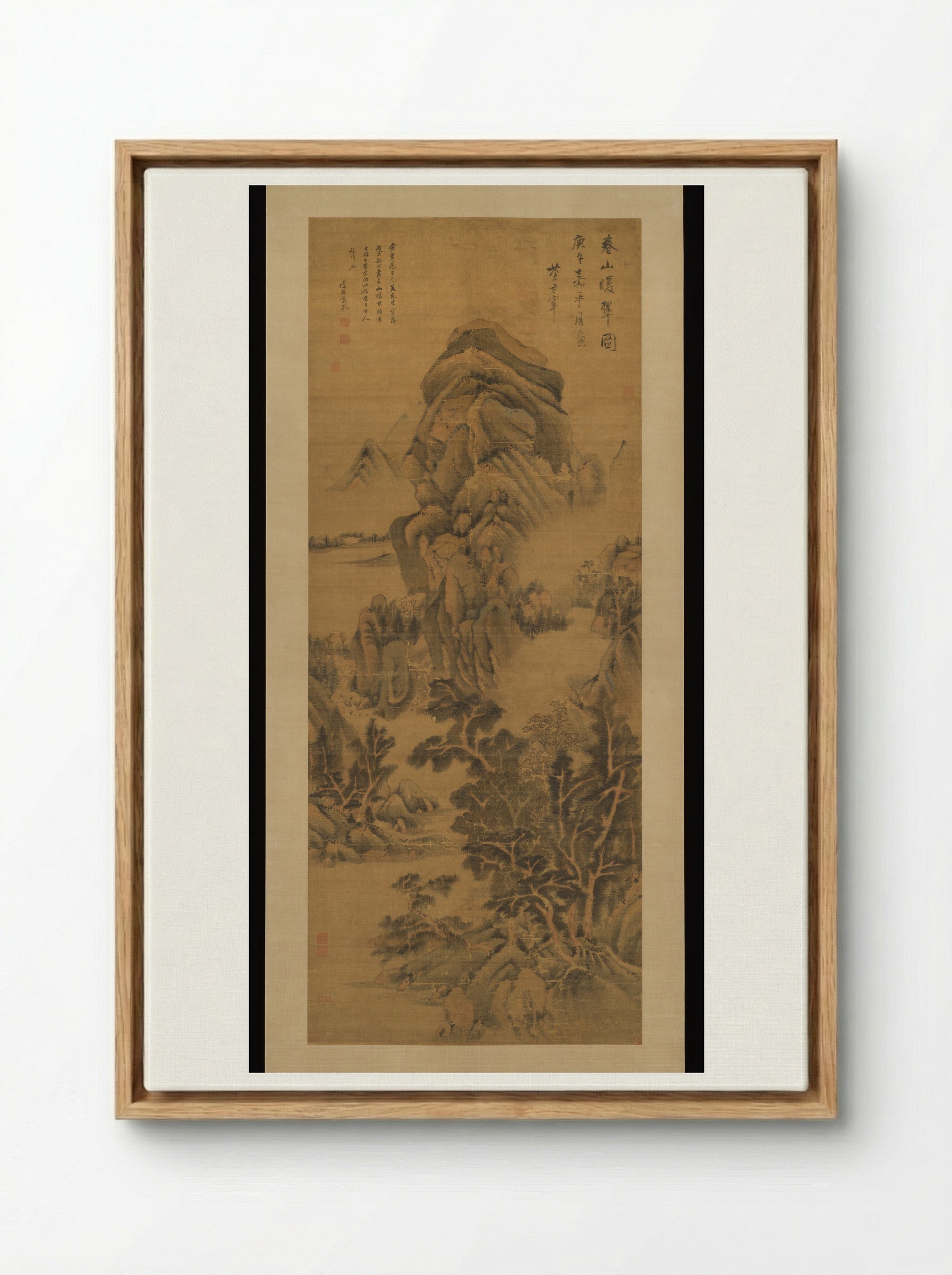 Spring Mountains over Warm Greenery - Dong Qichang - Framed Canvas Wood