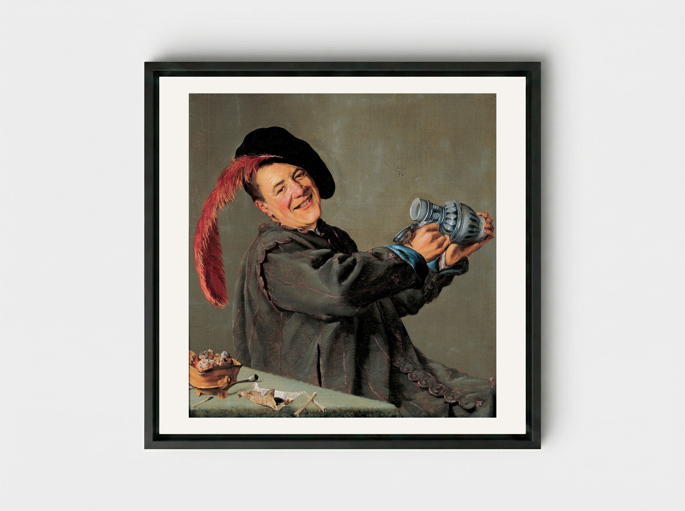The Jolly Toper - Judith Leyster - Framed Canvas Black