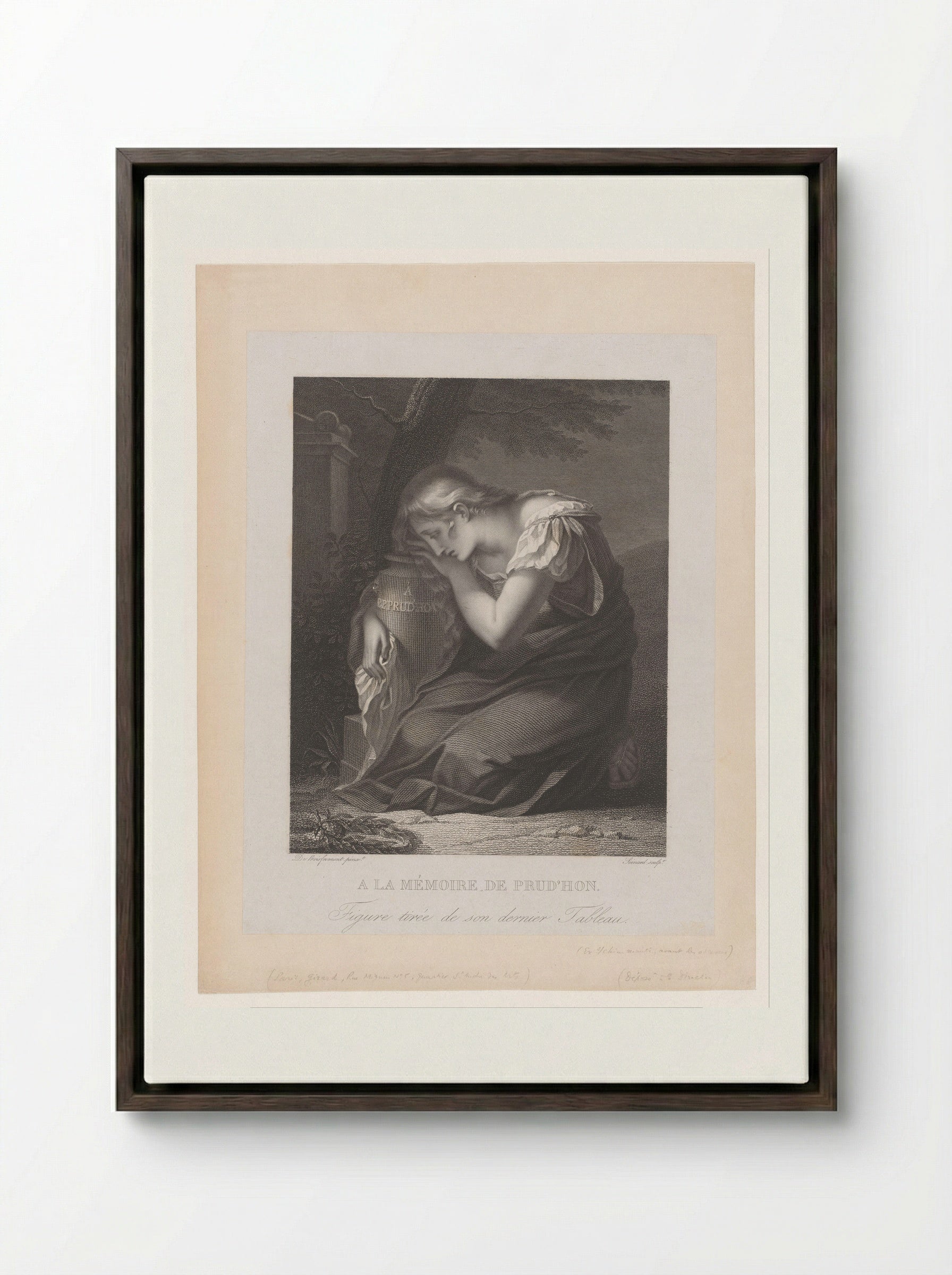 A la mémoire de Prud'hon - Alexis François Girard - Framed Canvas Dark Wood