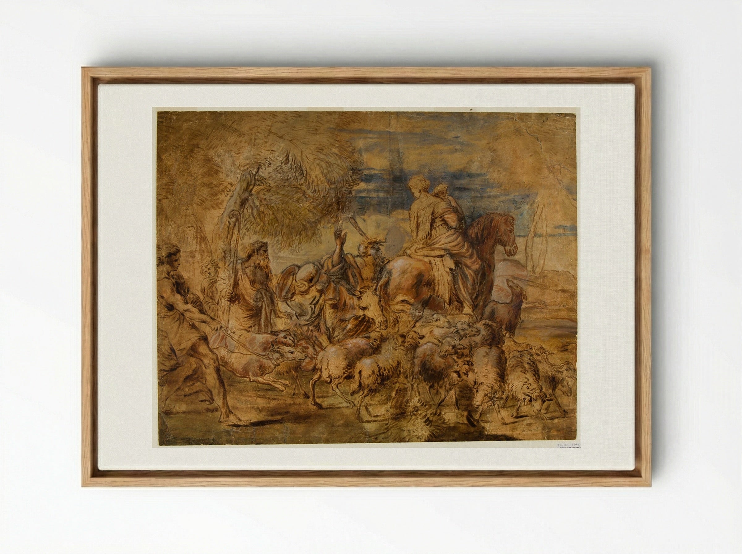 The Family of Jacob - Giovanni Benedetto Castiglione - Framed Canvas Wood