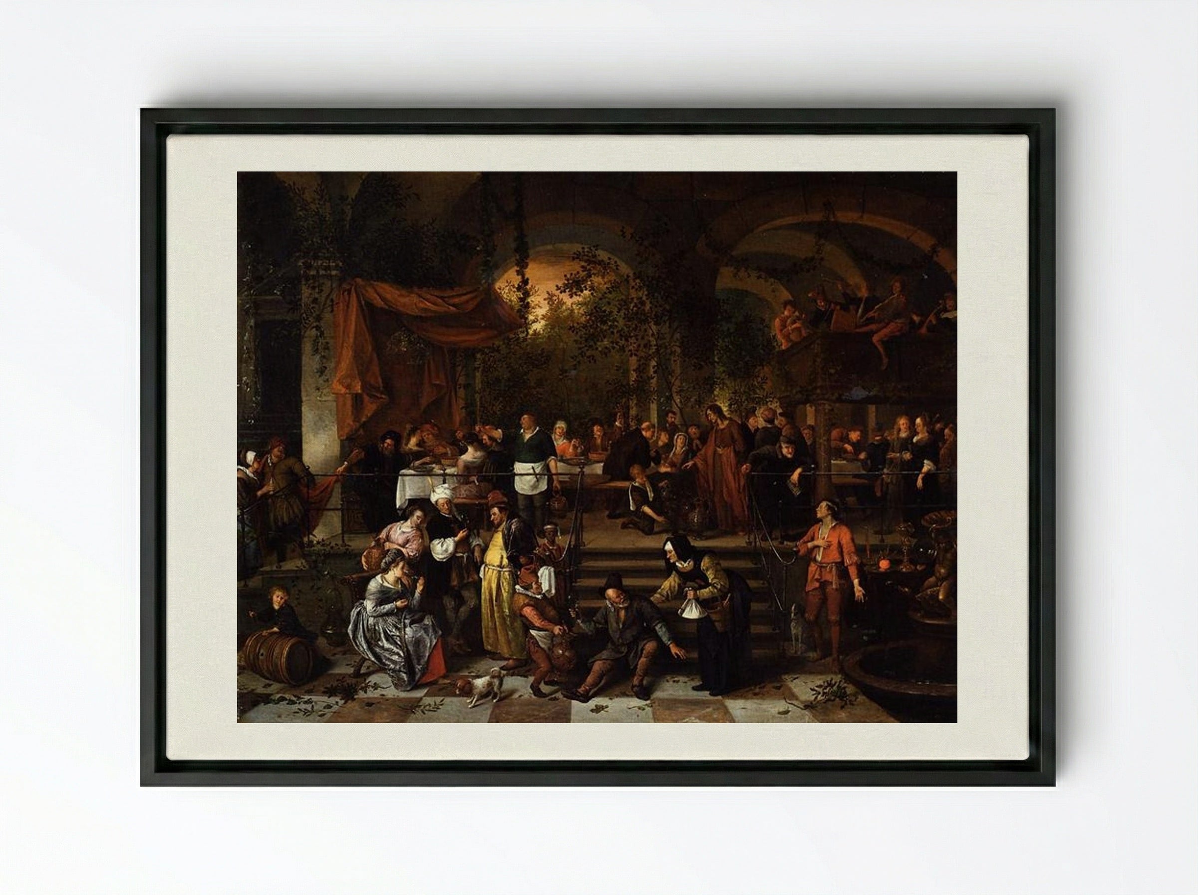 The Wedding Feast at Cana - Jan Steen - Framed Canvas Black