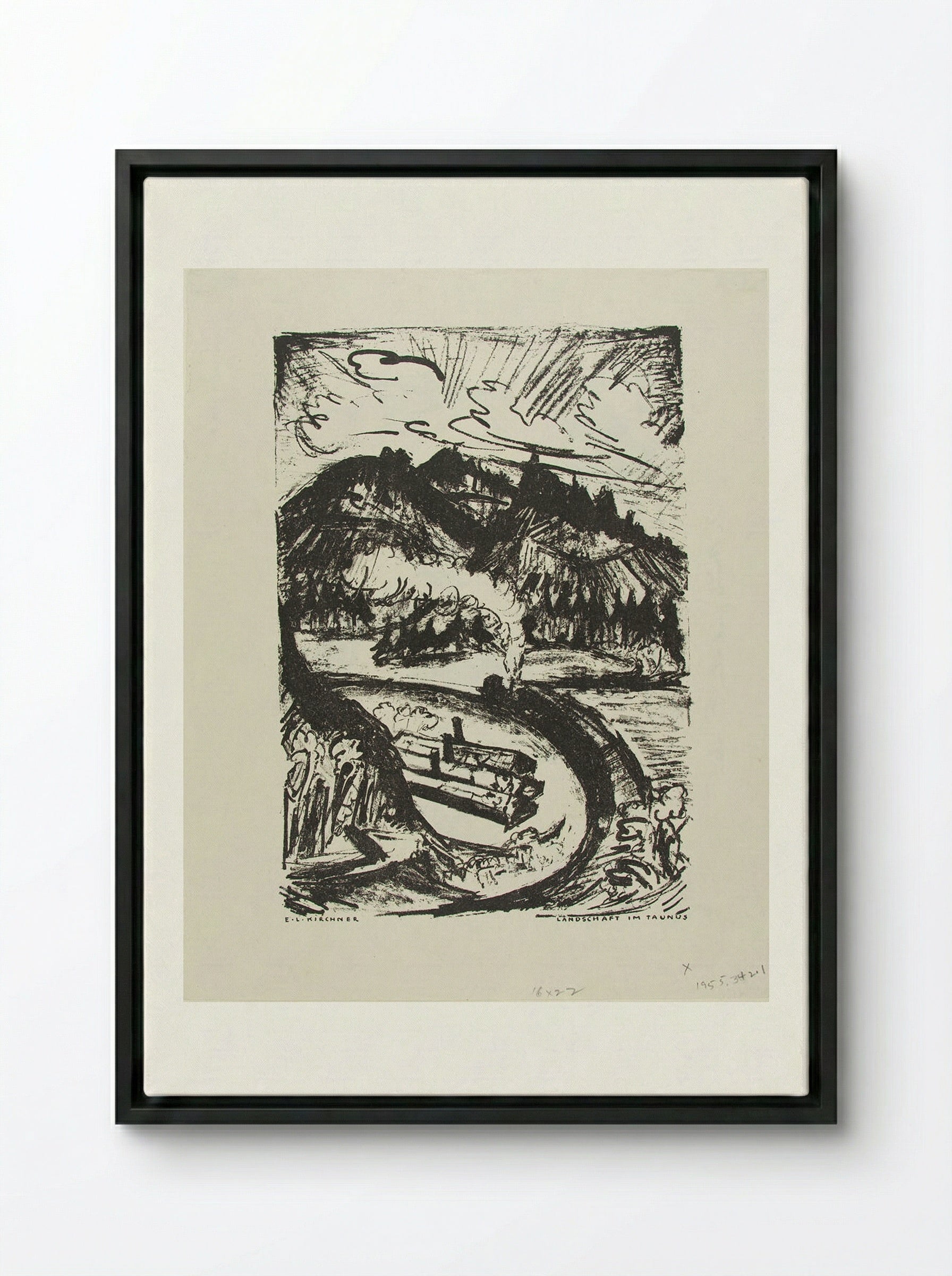 Taunus Landscape - Ernst Ludwig Kirchner - Framed Canvas Black