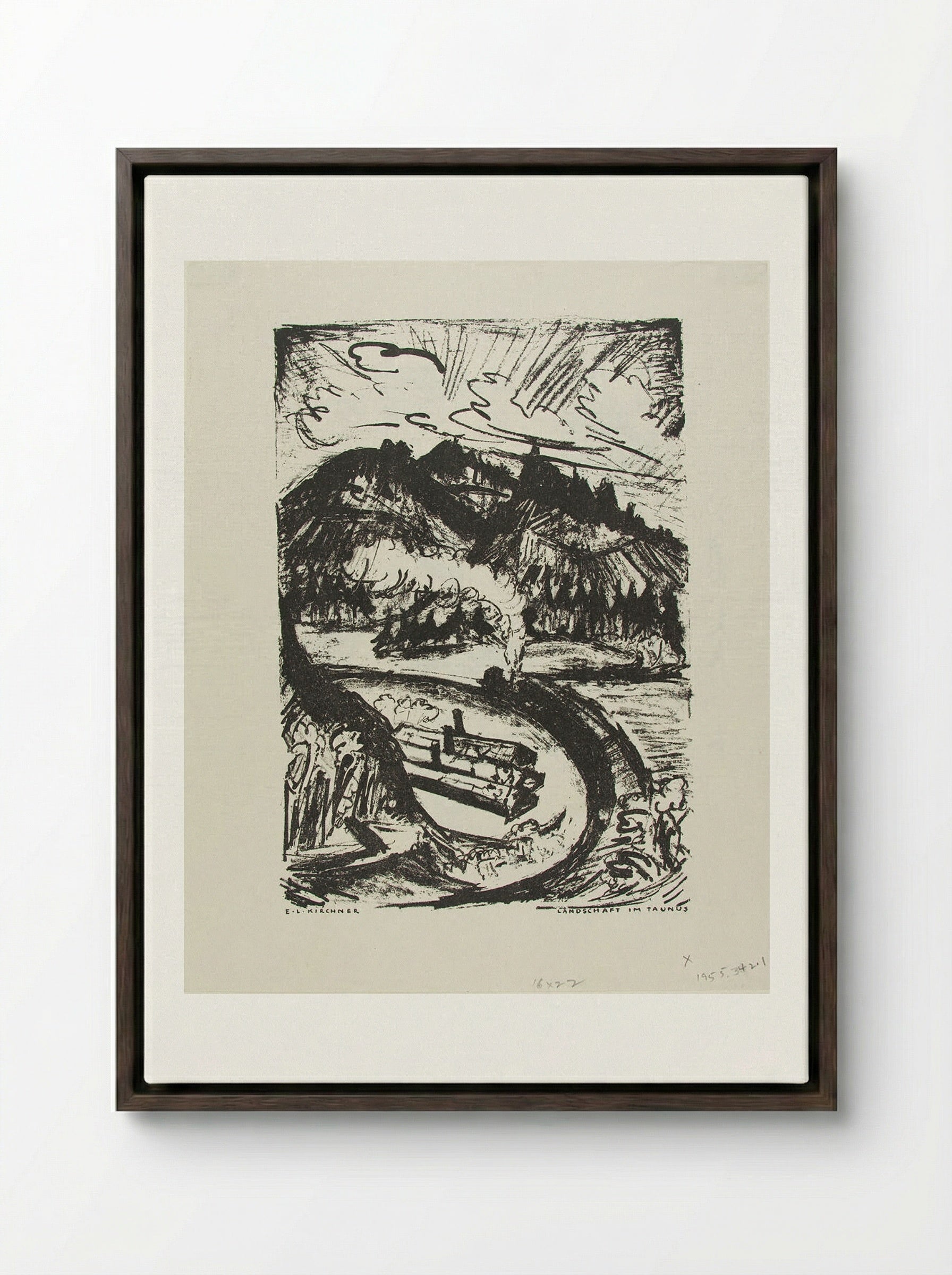 Taunus Landscape - Ernst Ludwig Kirchner - Framed Canvas Dark Wood