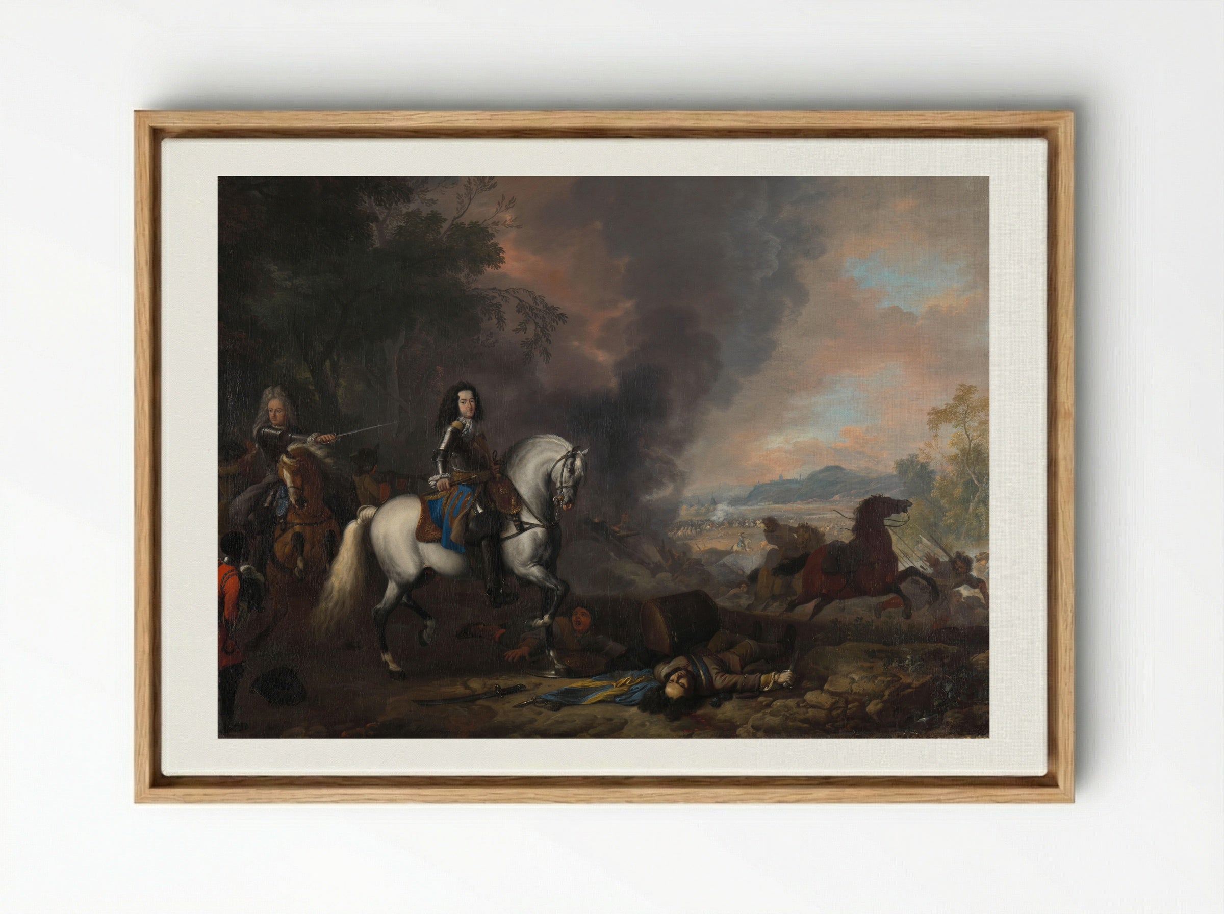Hendrik Casimir II, Prince of Nassau-Dietz, at a Battle - Jan van Huchtenburg - Framed Canvas Wood