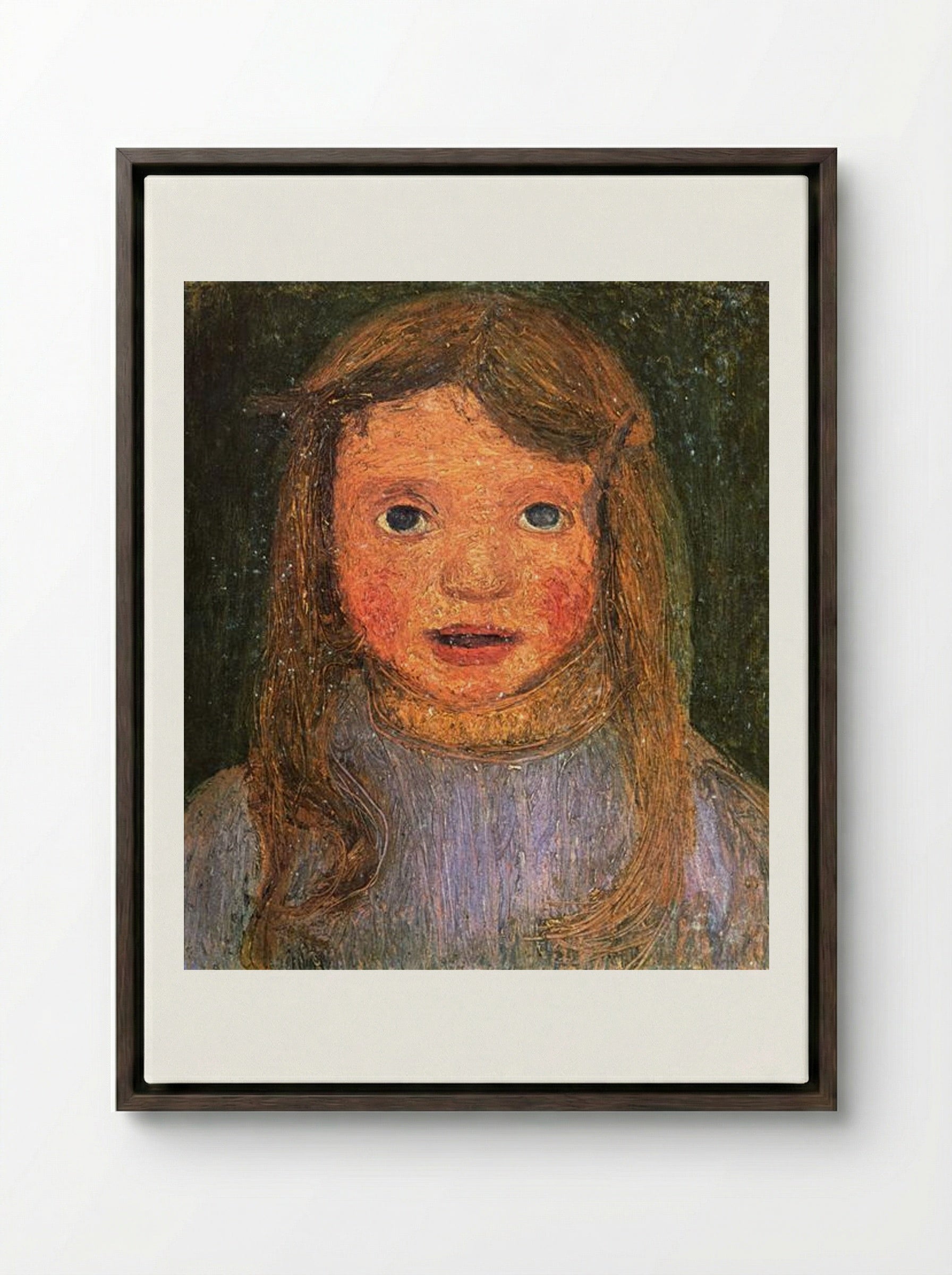 Head of a little girl (Elsbeth) - Paula Modersohn-Becker - Framed Canvas Dark Wood