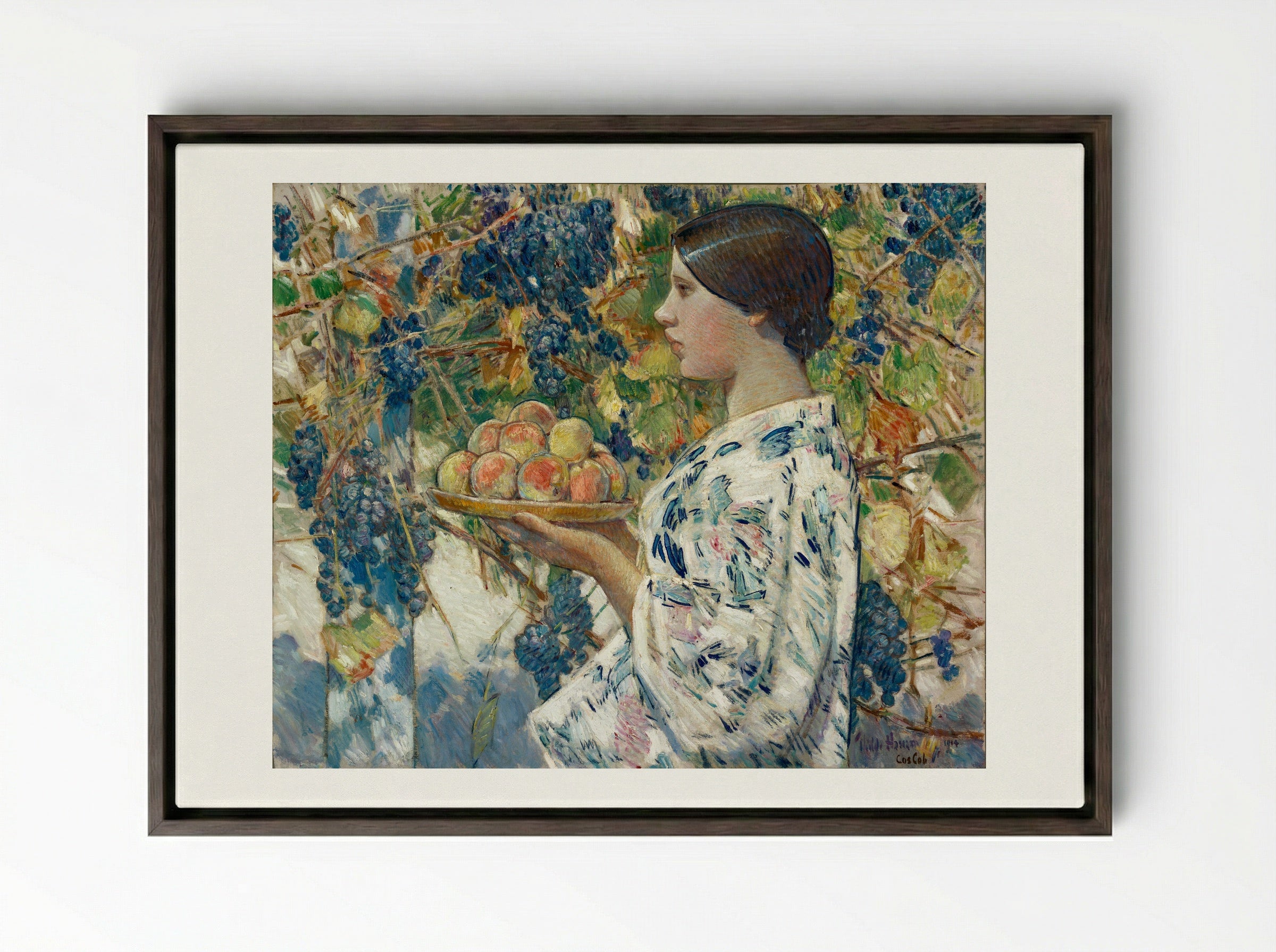 West Indian Girl - Childe Hassam - Framed Canvas Dark Wood