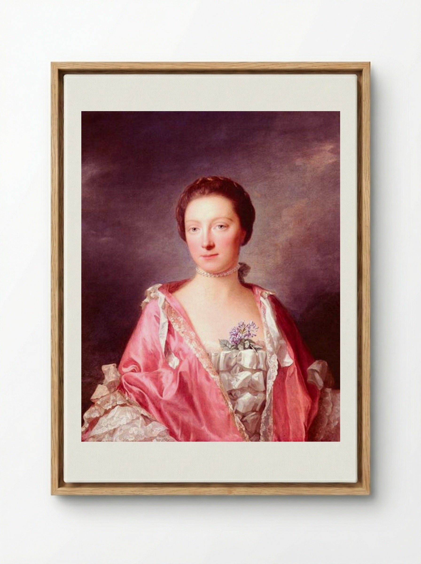 Portrait of Elizabeth Gunning, Duchess of Argyll - Allan Ramsay - Framed Canvas Wood