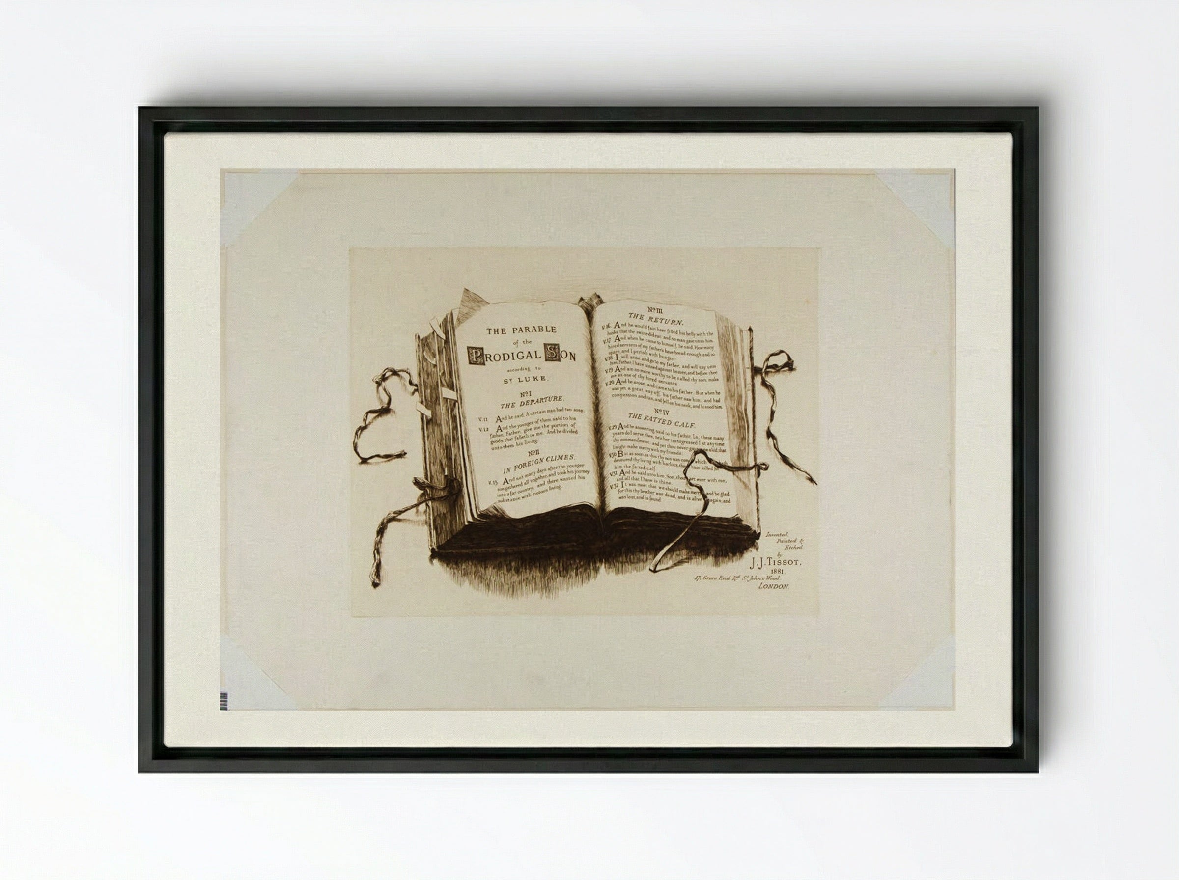 Titlepage from The Parable of the Prodigal Son - James Tissot - Framed Canvas Black