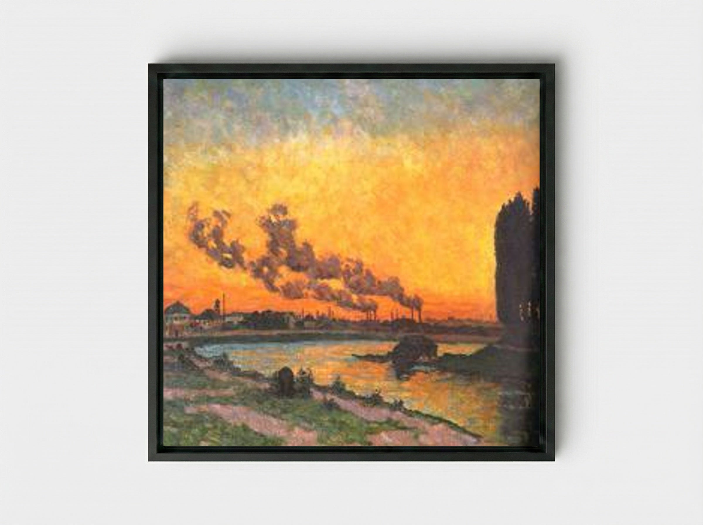 Sunset at Ivry (Soleil couchant à Ivry) - Armand Guillaumin - Framed Canvas Black