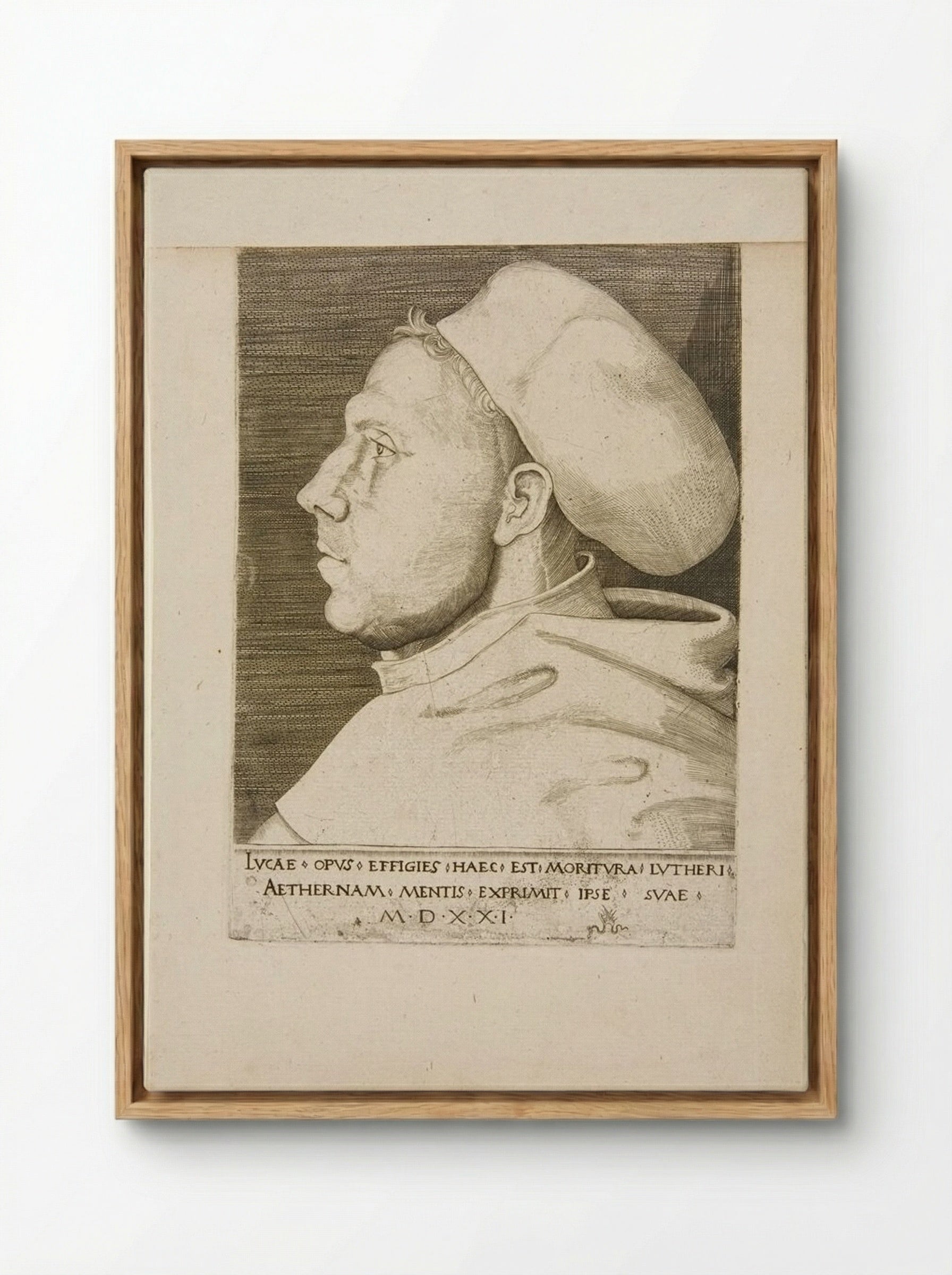 Martin Luther as an Augustinian Friar, with Cap - Lucas Cranach the Elder - Framed Canvas Wood