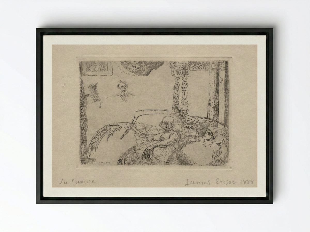 The Seven Deadly Sins: Lust - James Ensor - Framed Canvas Black