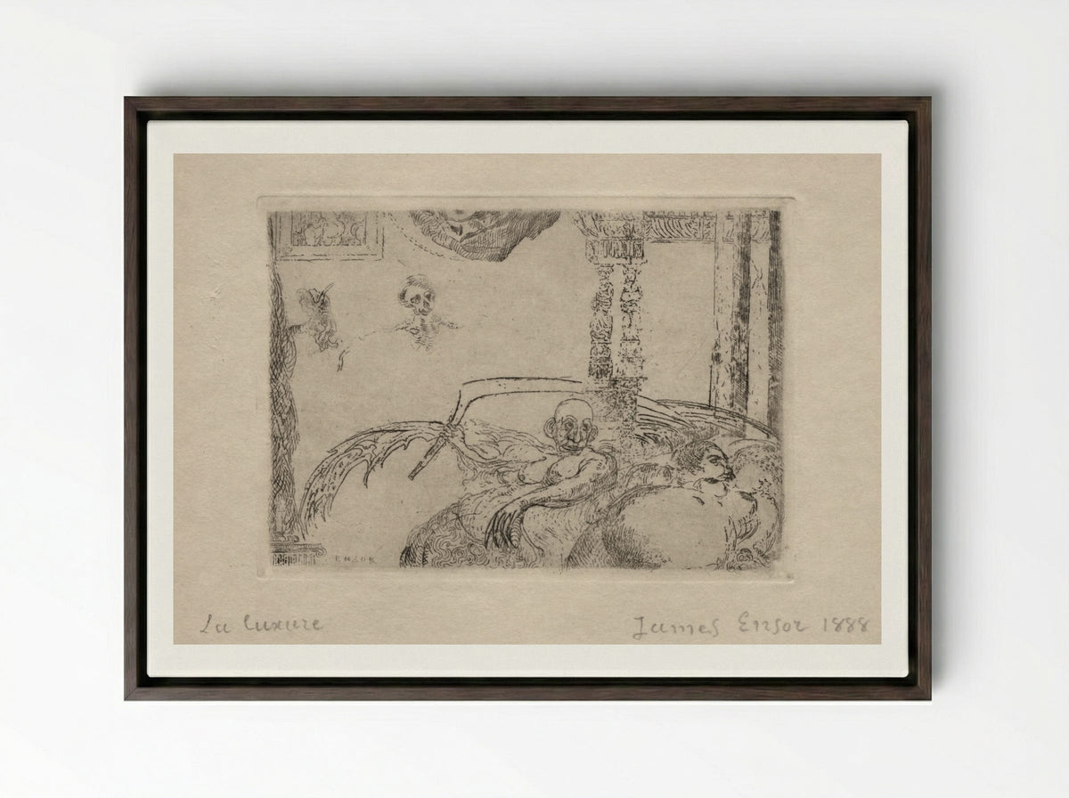 The Seven Deadly Sins: Lust - James Ensor - Framed Canvas Dark Wood