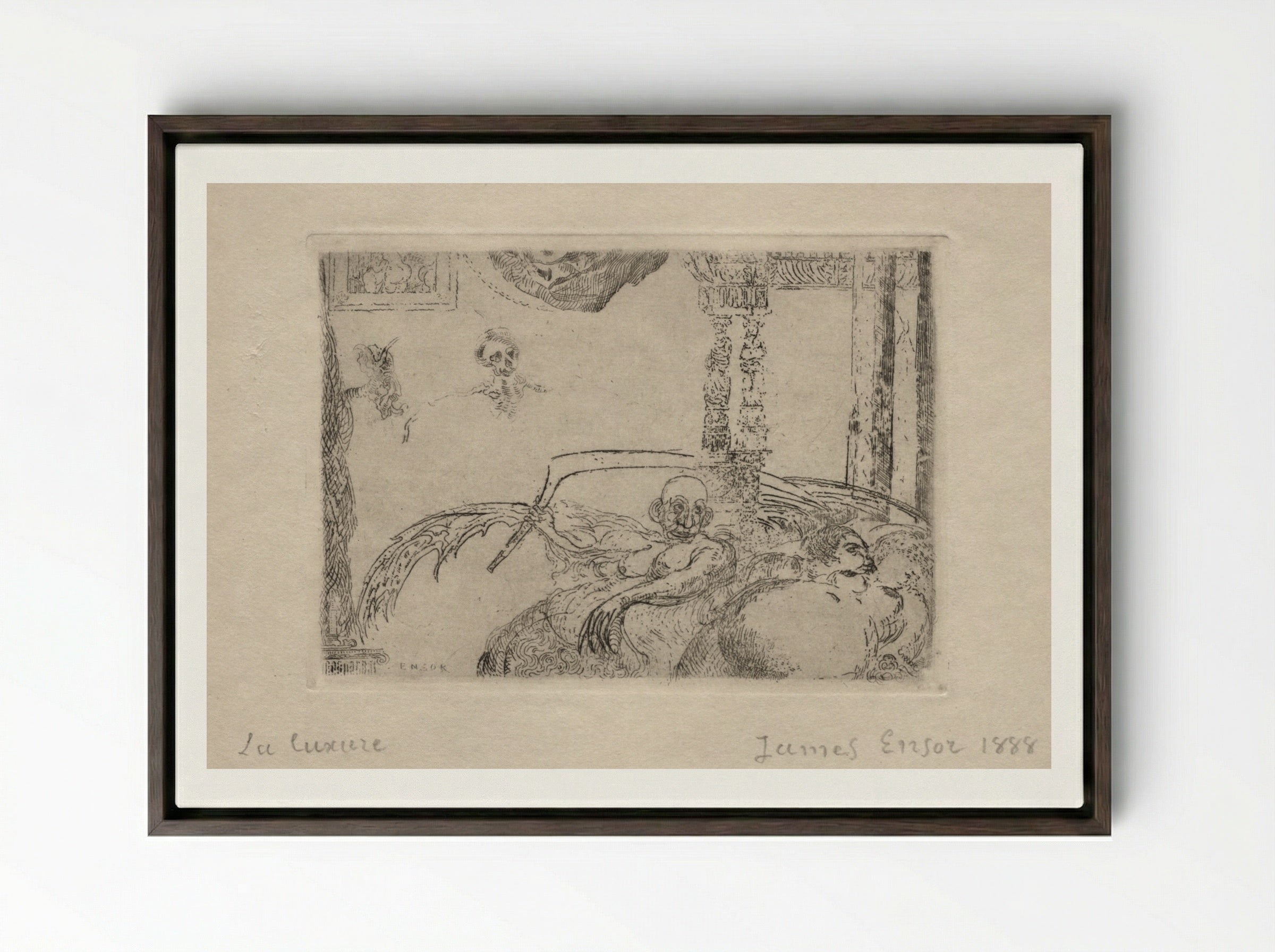 The Seven Deadly Sins: Lust - James Ensor - Framed Canvas Dark Wood