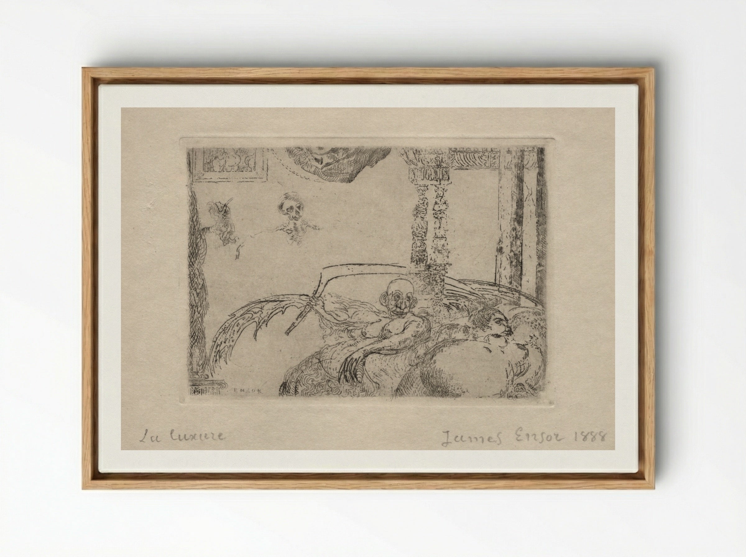 The Seven Deadly Sins: Lust - James Ensor - Framed Canvas Wood