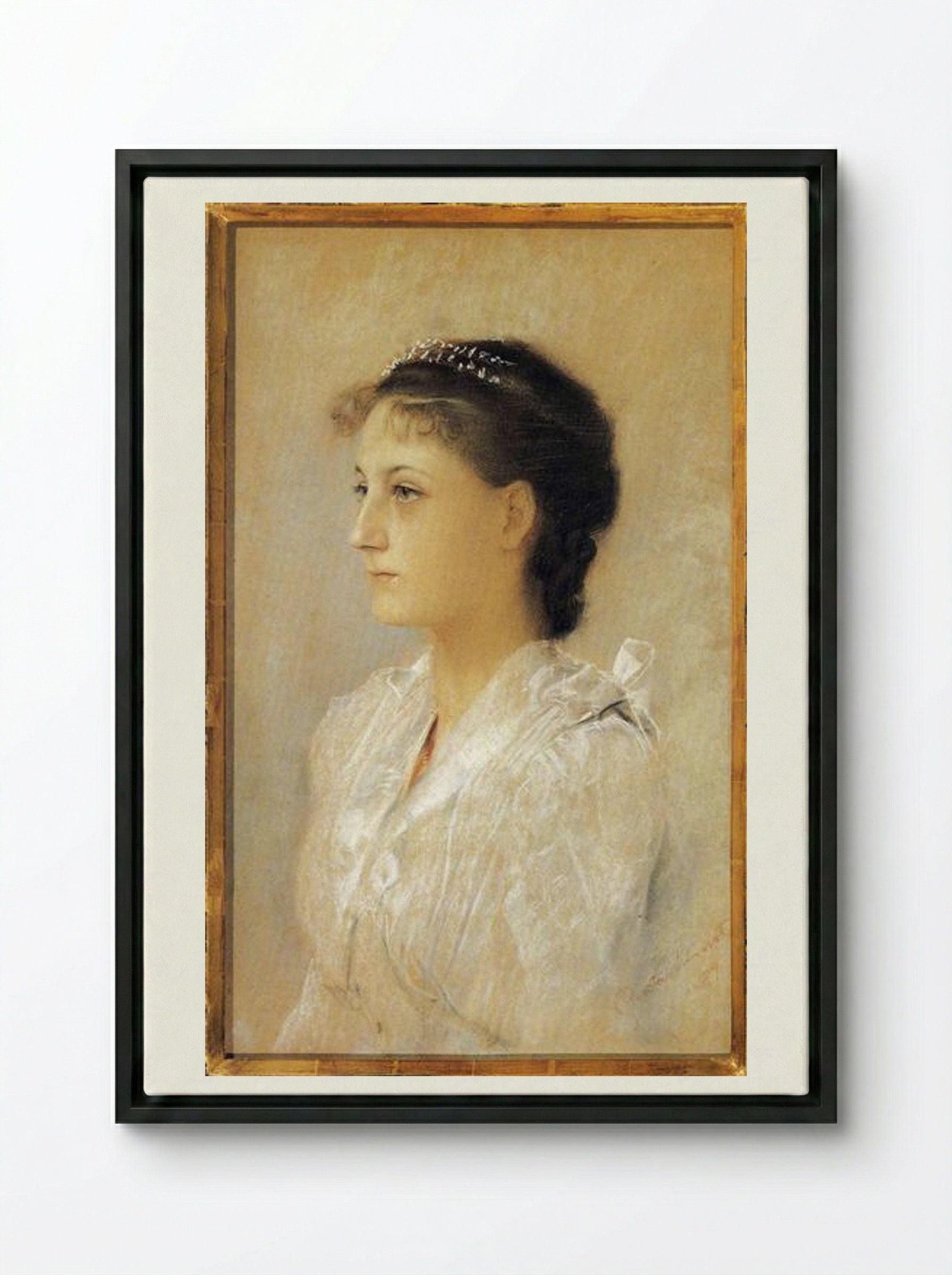 Emilie Flöge, Aged 17 - Gustav Klimt - Framed Canvas Black