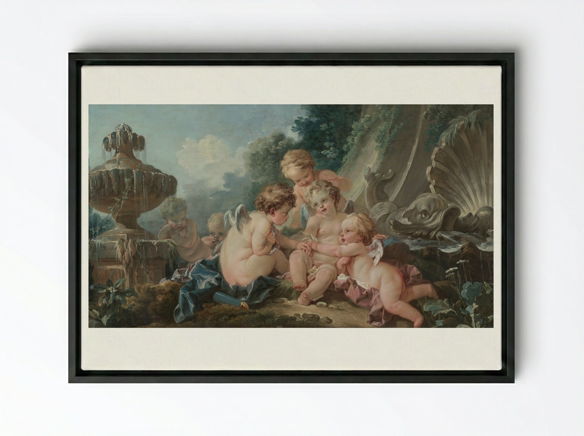 Cupids in Conspiracy - François Boucher - Framed Canvas Black