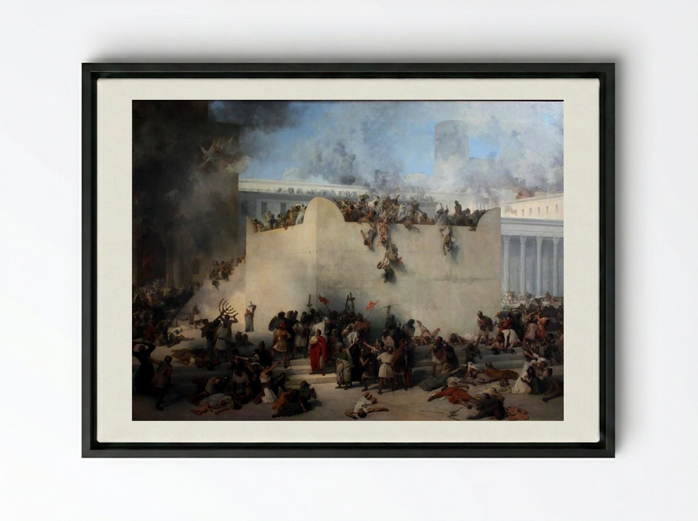 Destruction of the Temple of Jerusalem - Francesco Hayez - Framed Canvas Black