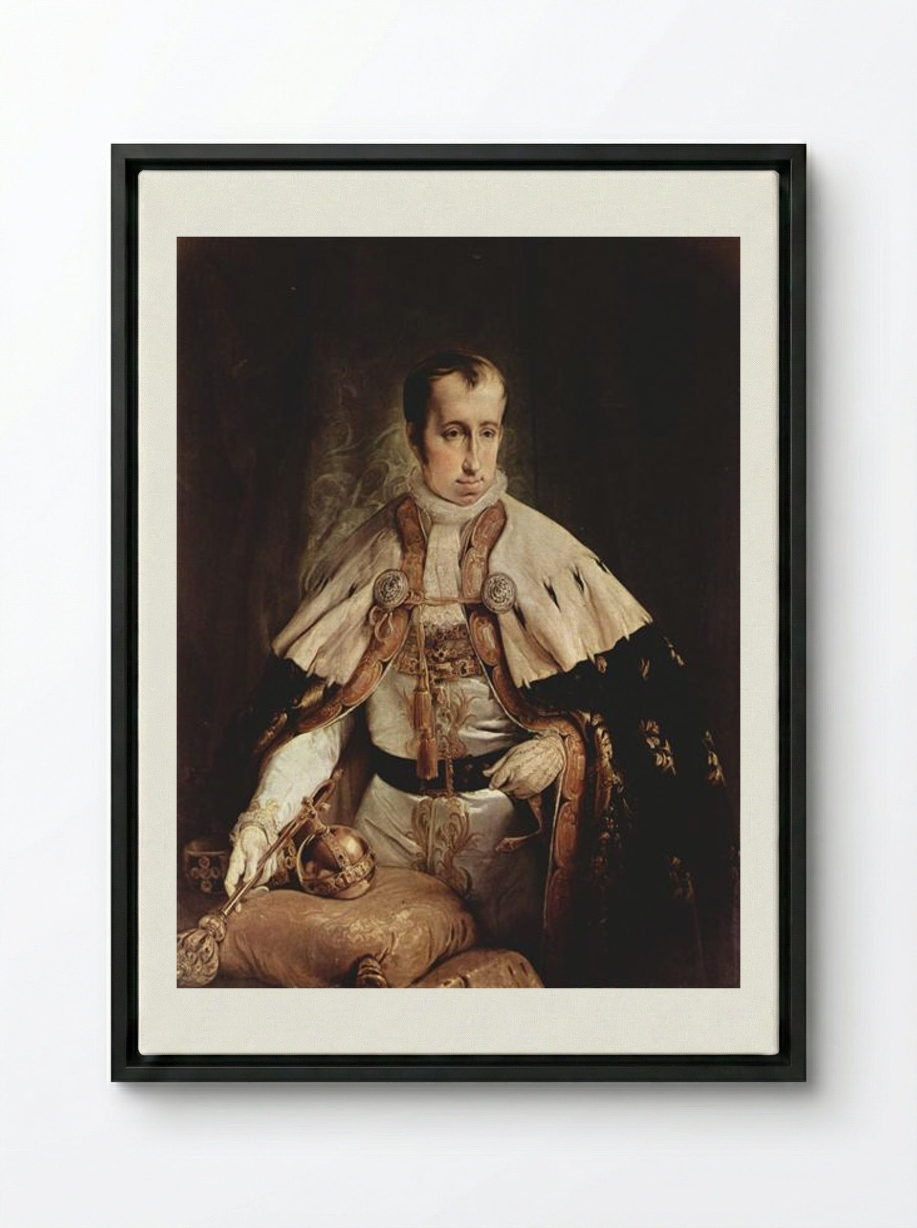 Portrait of Ferdinand I of Austria - Francesco Hayez - Framed Canvas Black