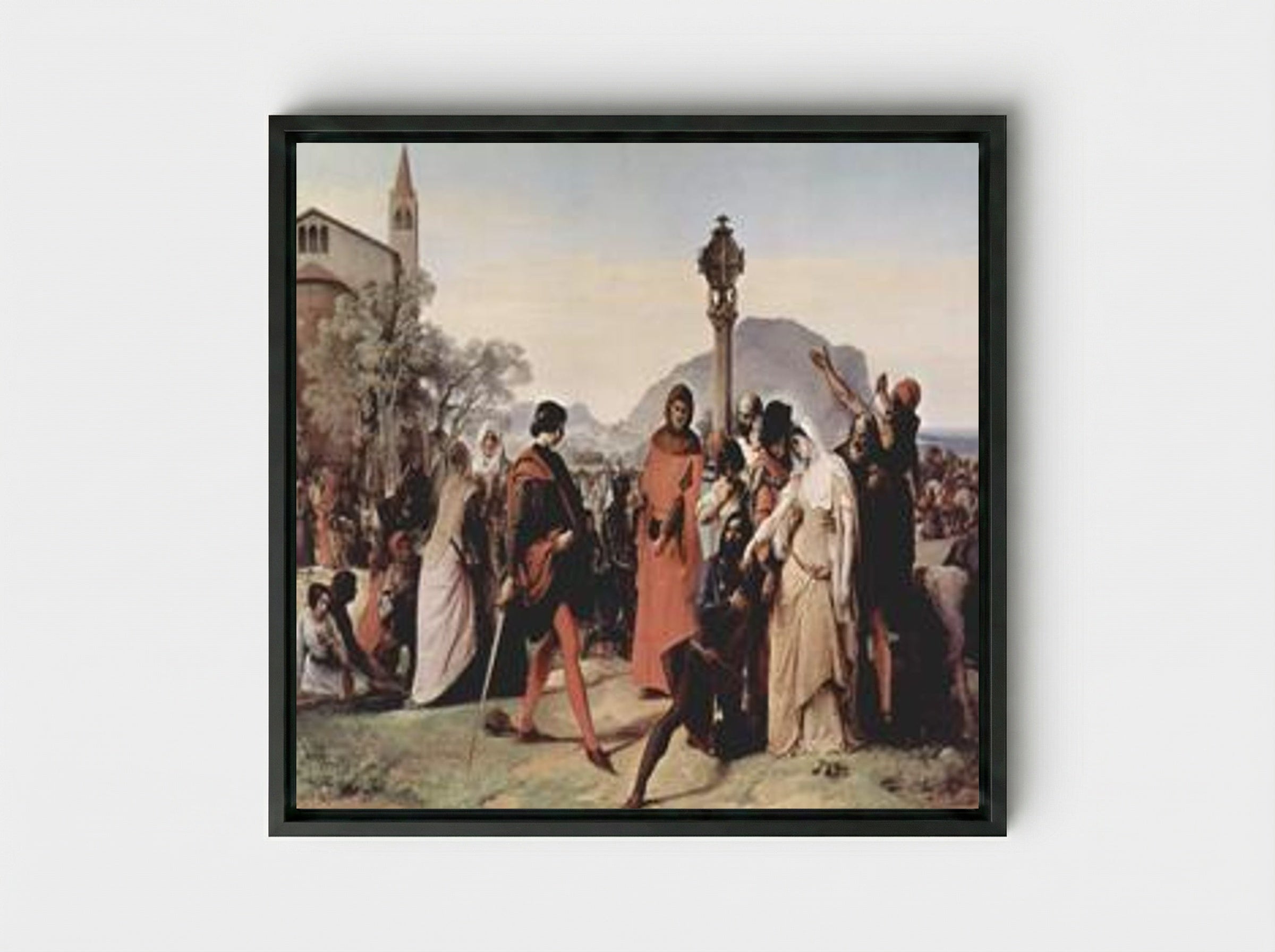 The Sicilian Vespers - Francesco Hayez - Framed Canvas Black