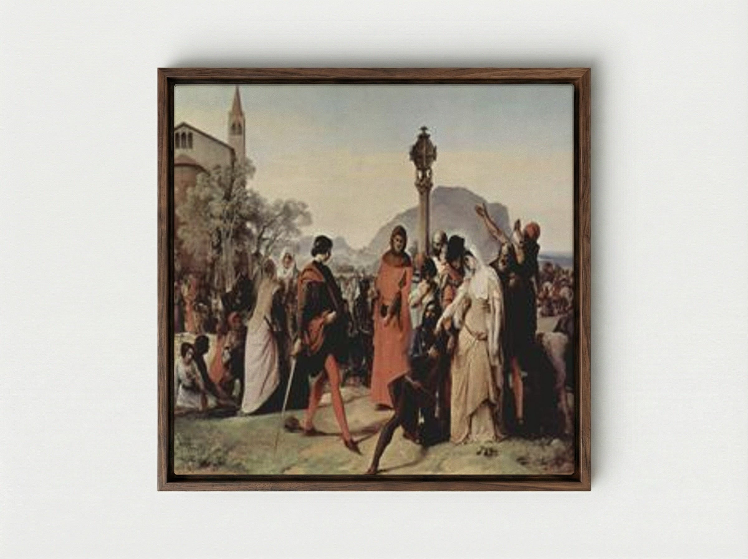 The Sicilian Vespers - Francesco Hayez - Framed Canvas Dark Wood
