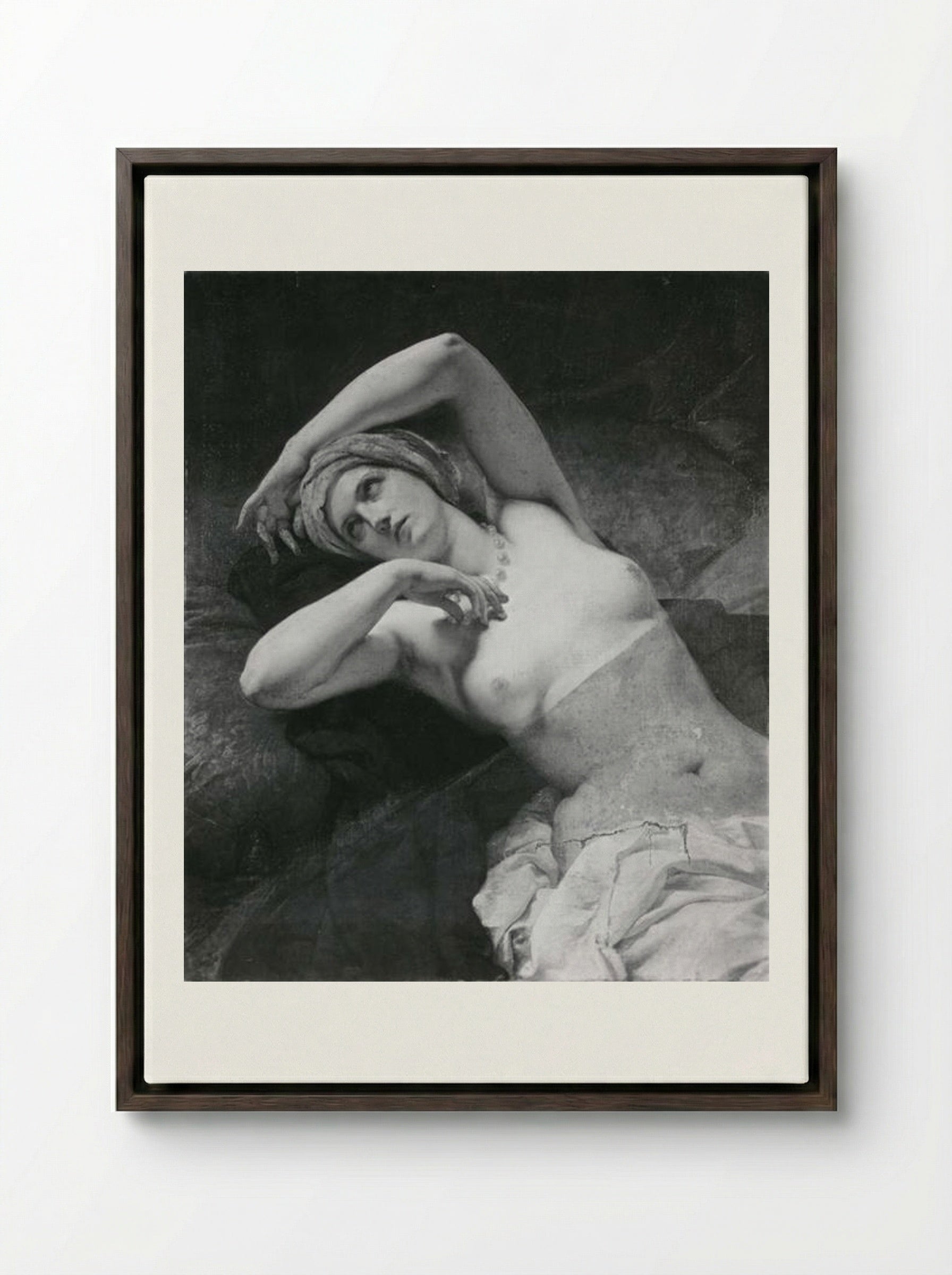 Odalisque - Francesco Hayez - Framed Canvas Dark Wood