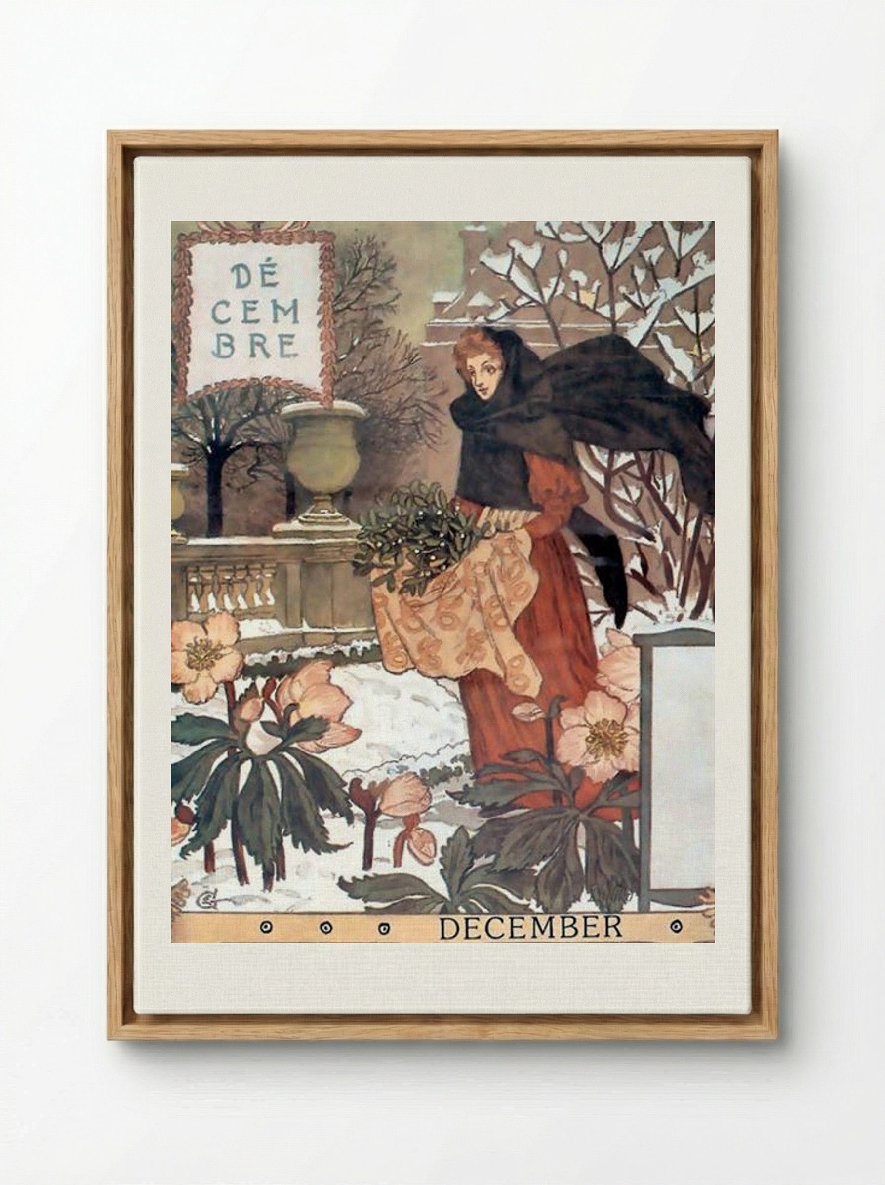 La Belle Jardinière - December - Eugène Grasset - Framed Canvas Wood