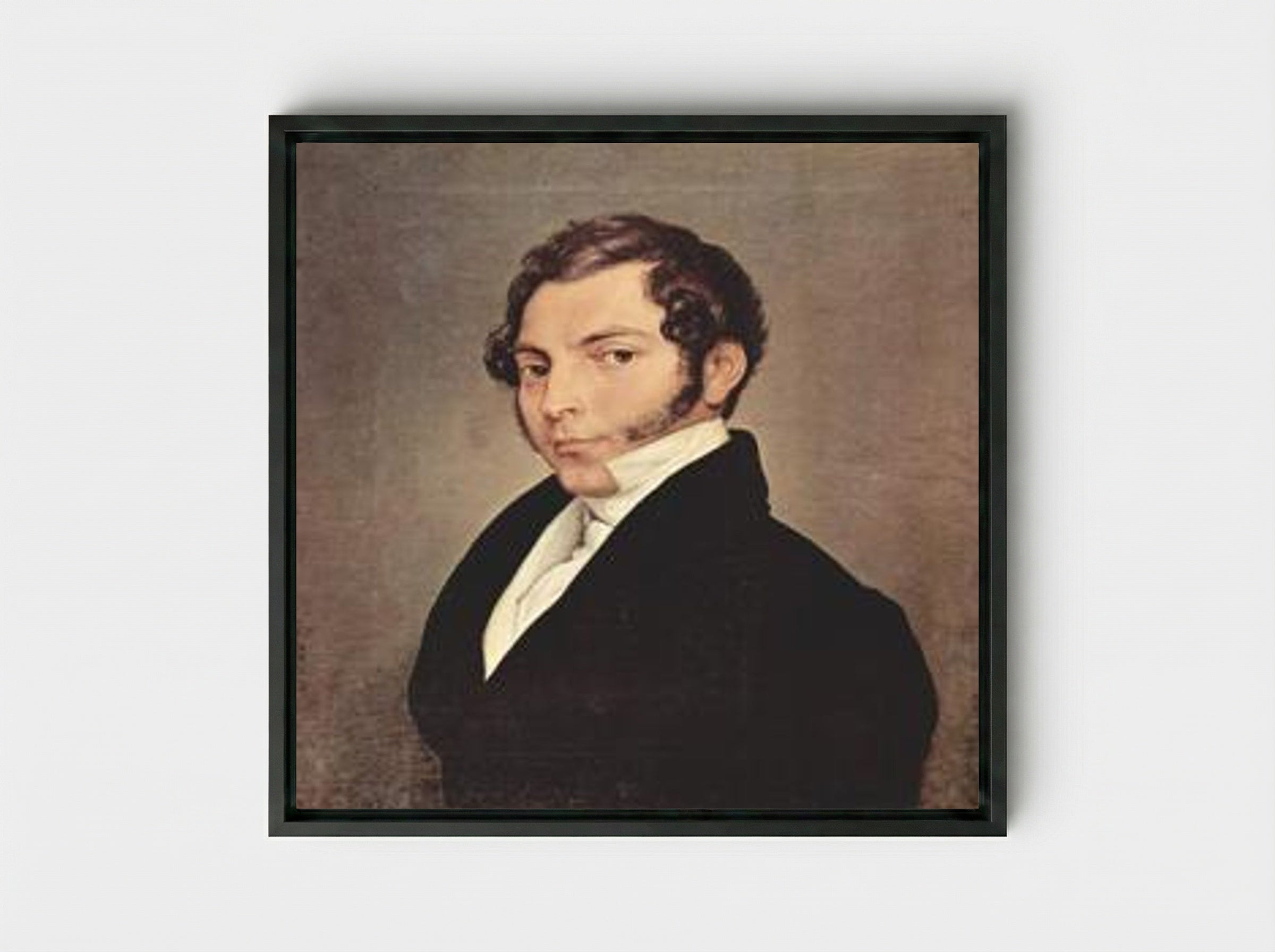 Portrait of Conte Ninni - Francesco Hayez - Framed Canvas Black