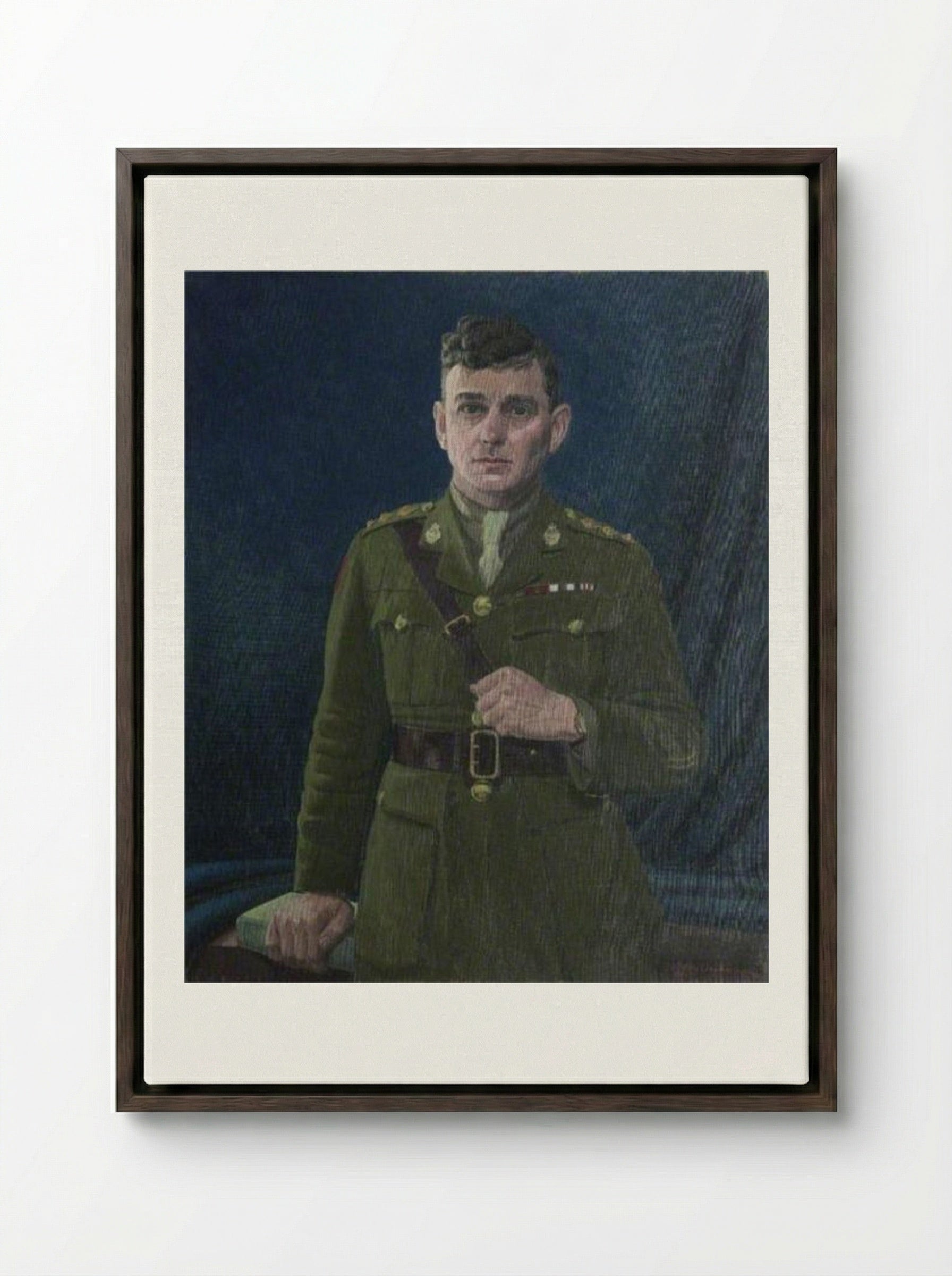 Captain George Burdon McKean, VC, MC - Leon Underwood - Framed Canvas Dark Wood