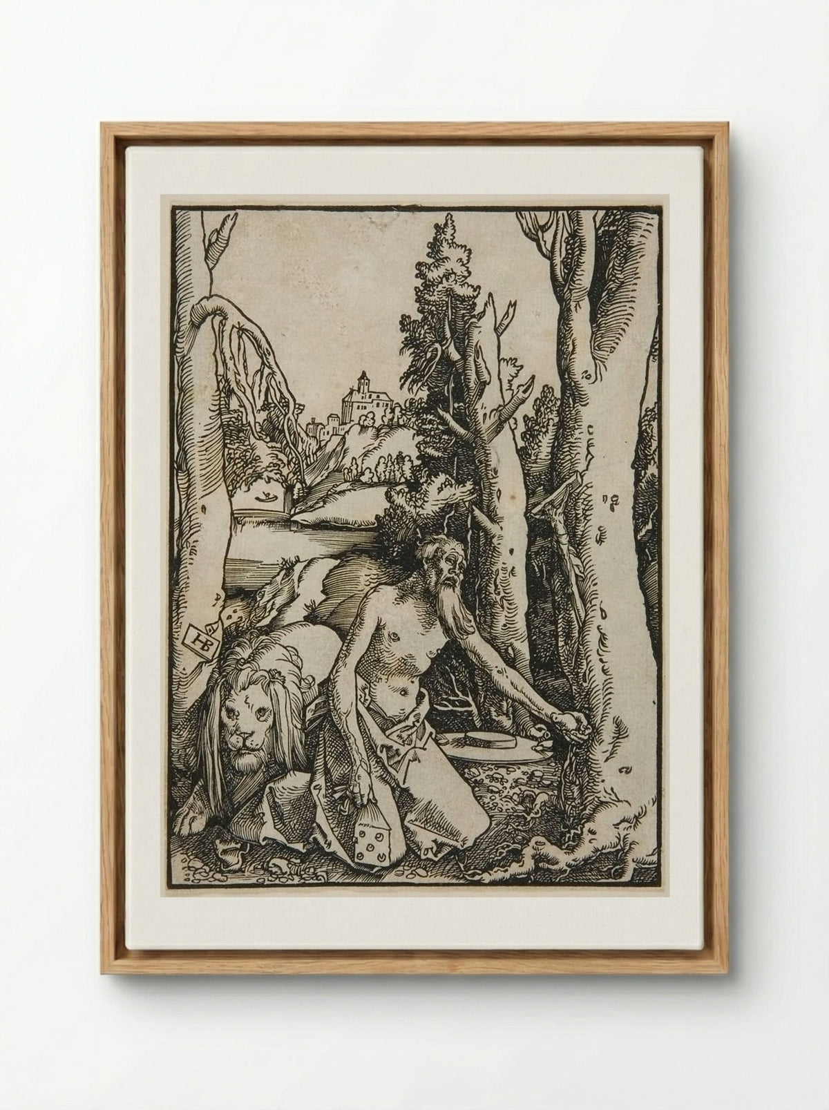 Saint Jerome in the Desert - Hans Baldung Grien - Framed Canvas Wood