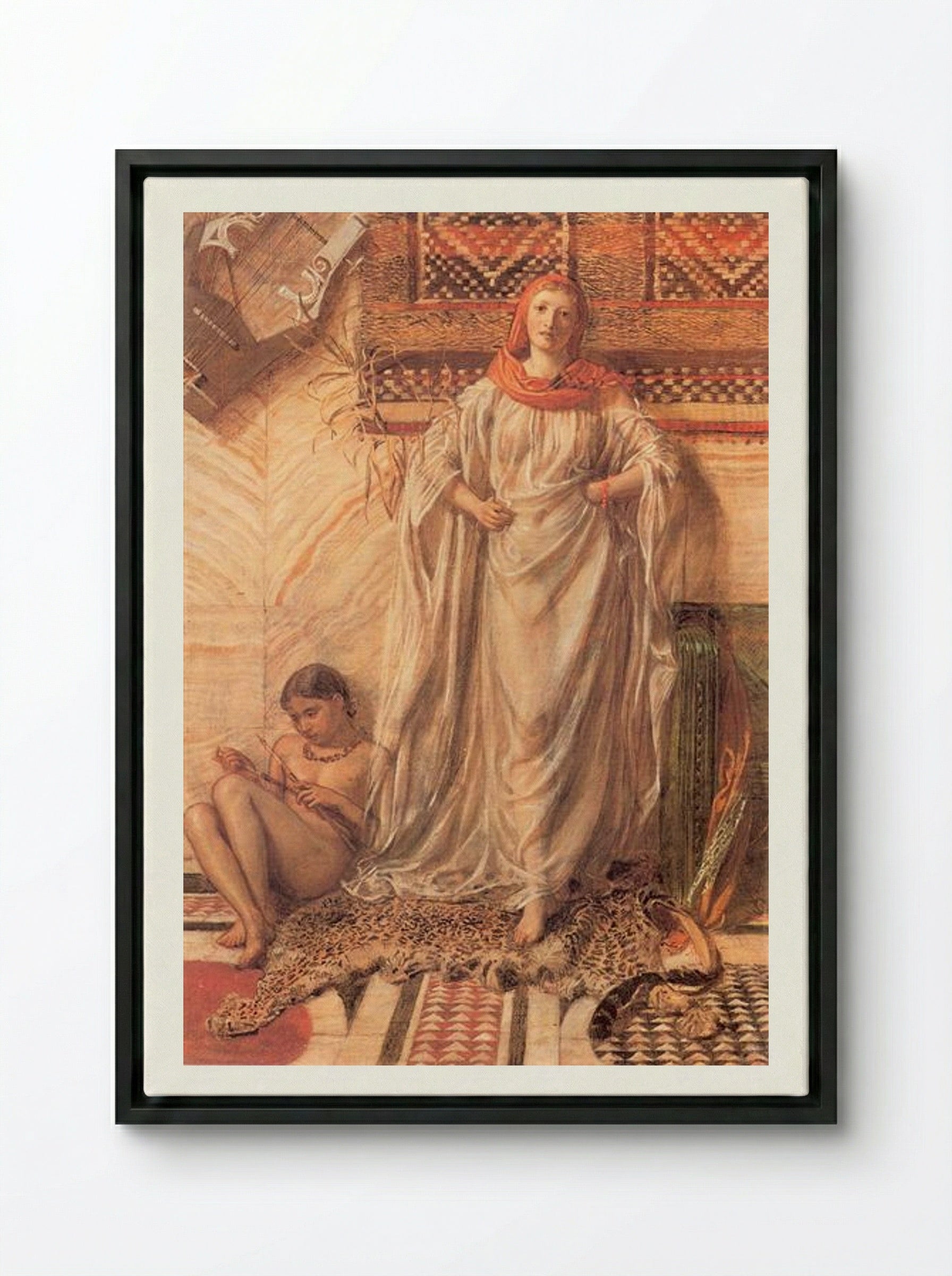 Dancing Girl Resting - Albert Joseph Moore - Framed Canvas Black