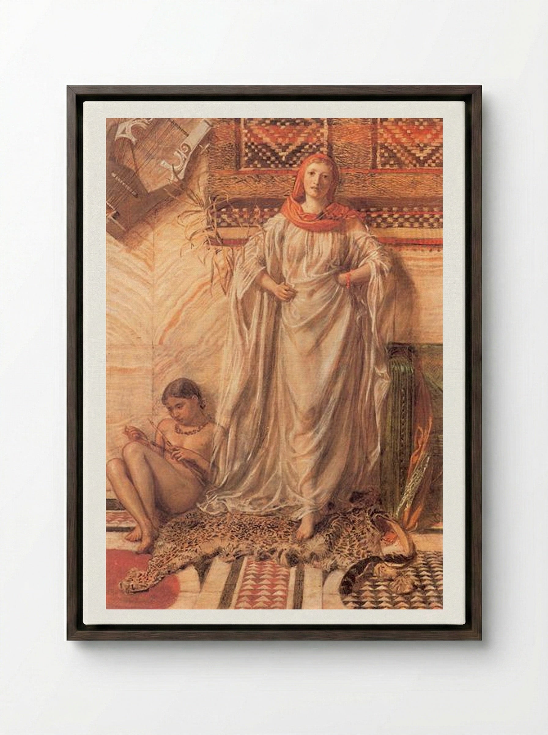 Dancing Girl Resting - Albert Joseph Moore - Framed Canvas Dark Wood