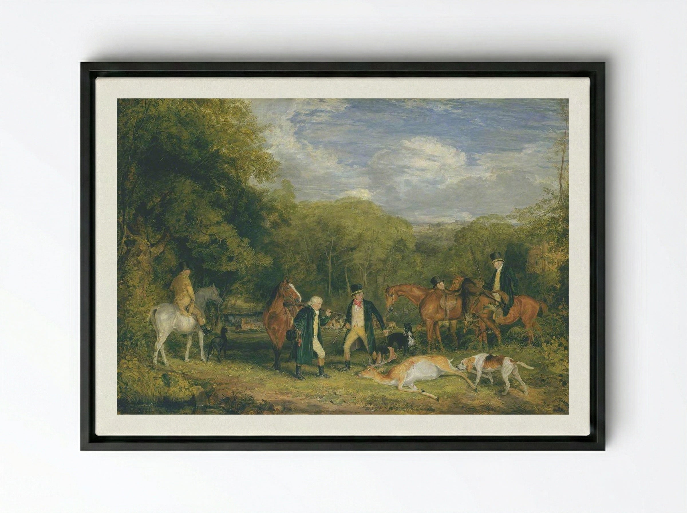 Buck Shooting - John Frederick Lewis - Framed Canvas Black