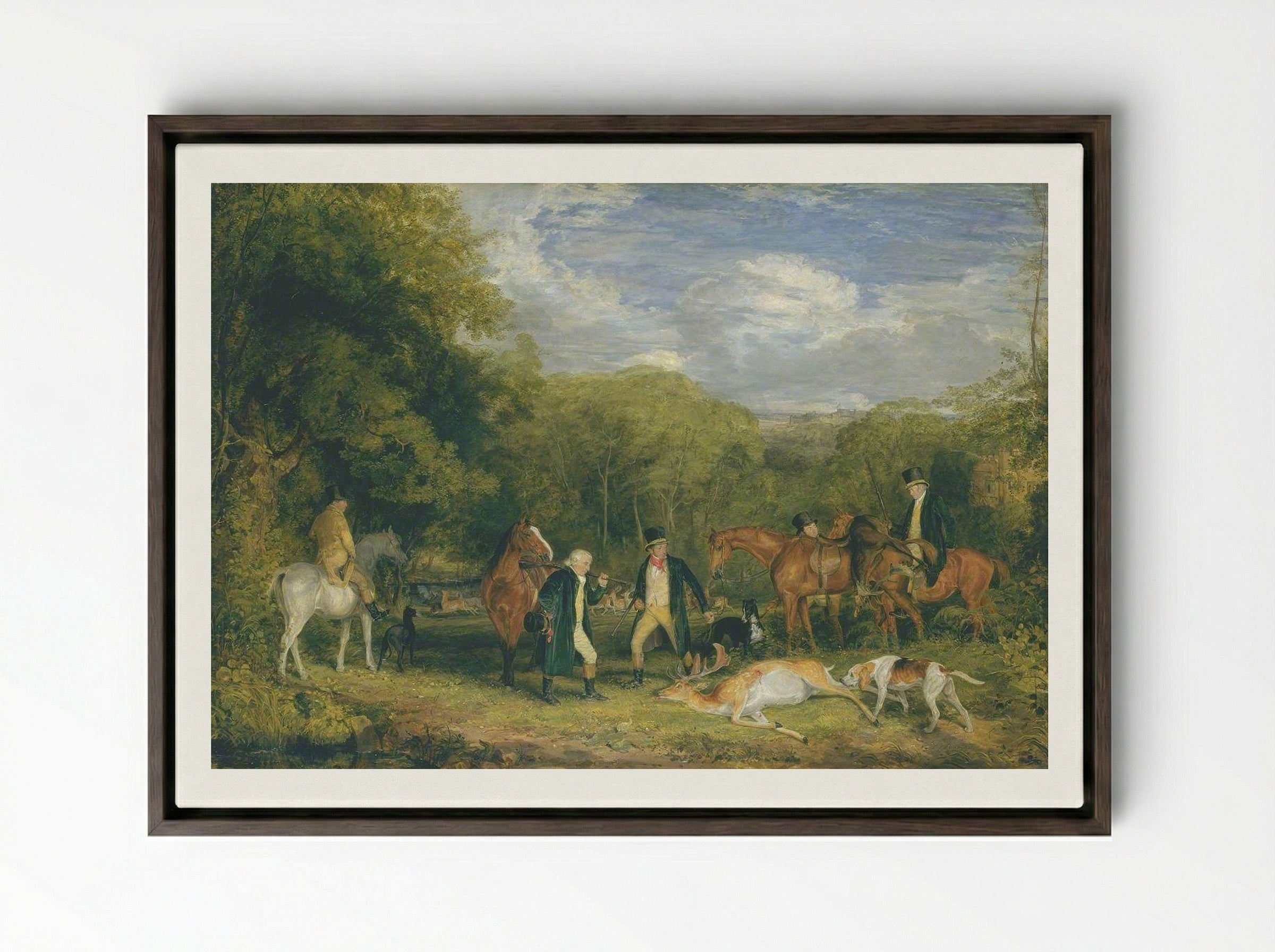 Buck Shooting - John Frederick Lewis - Framed Canvas Dark Wood