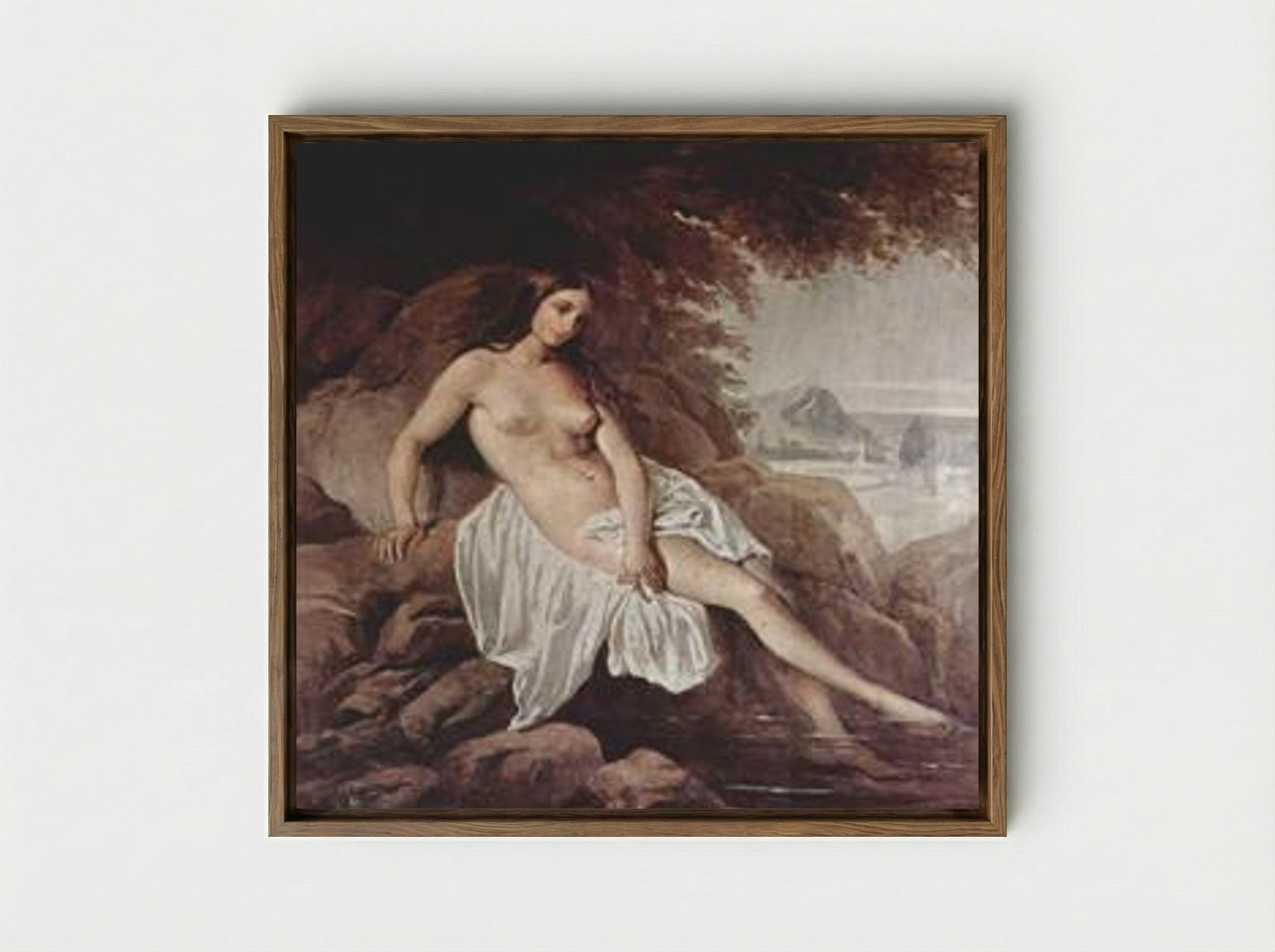 Badende (The Bather) - Francesco Hayez - Framed Canvas Wood