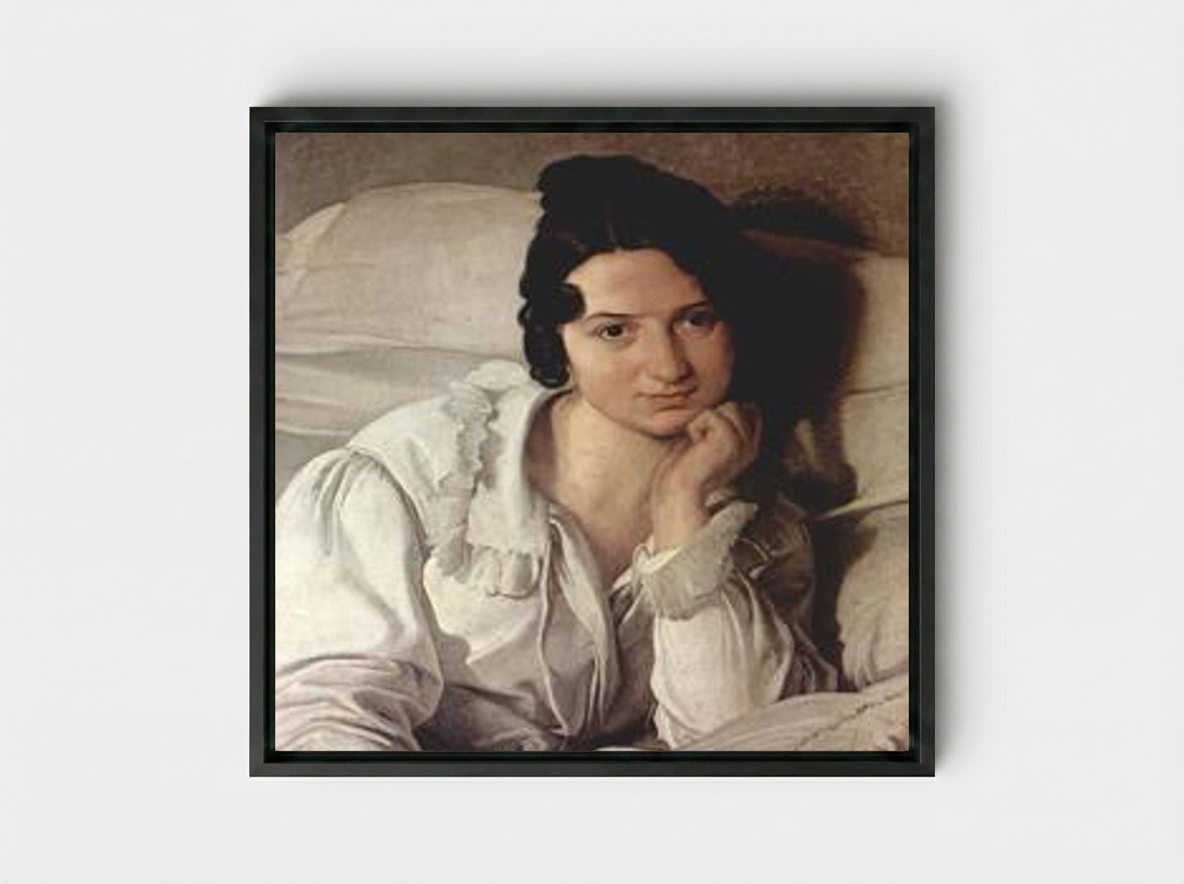 Carolina Zucchi (La Malata) - Francesco Hayez - Framed Canvas Black