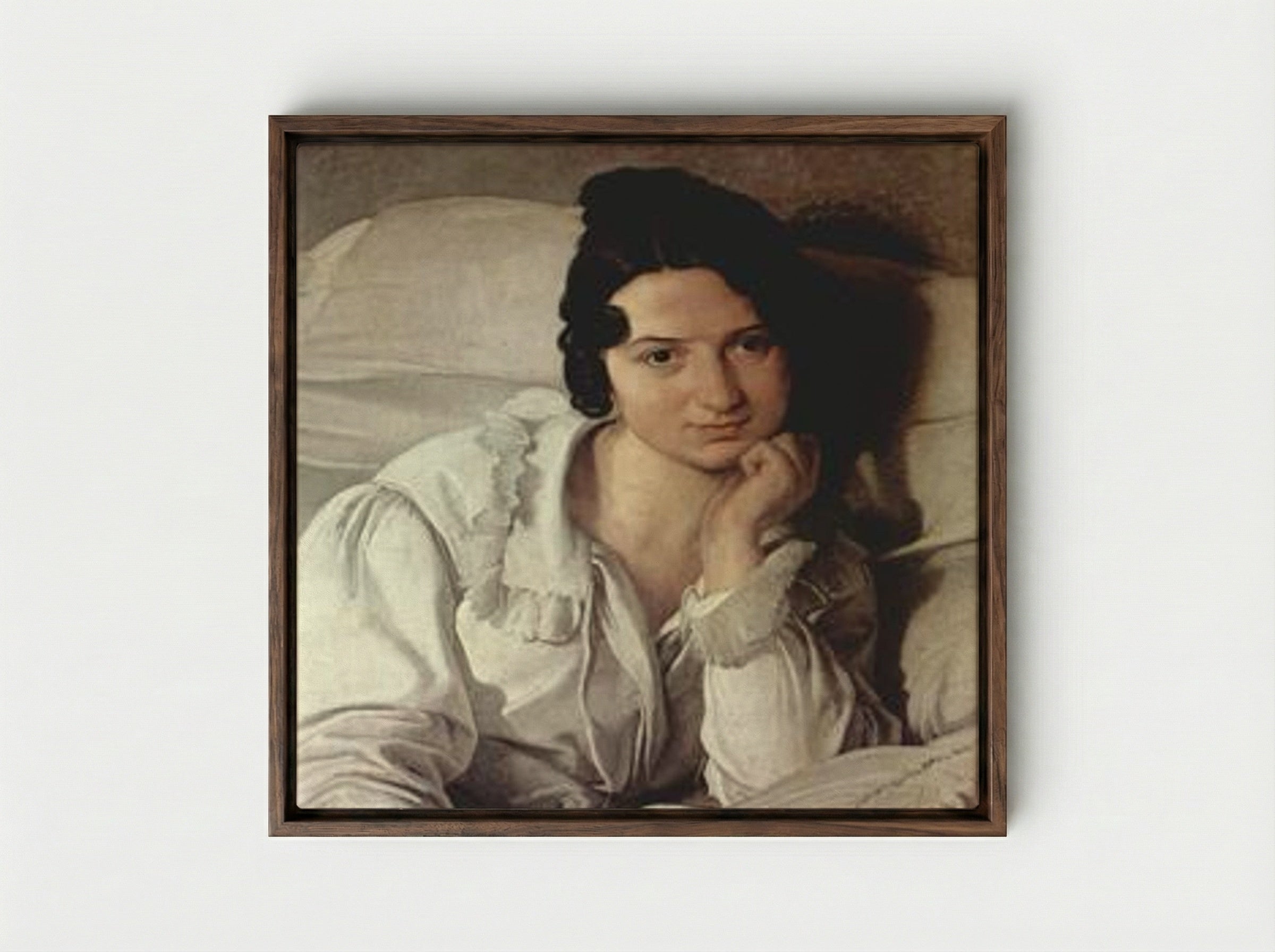 Carolina Zucchi (La Malata) - Francesco Hayez - Framed Canvas Dark Wood