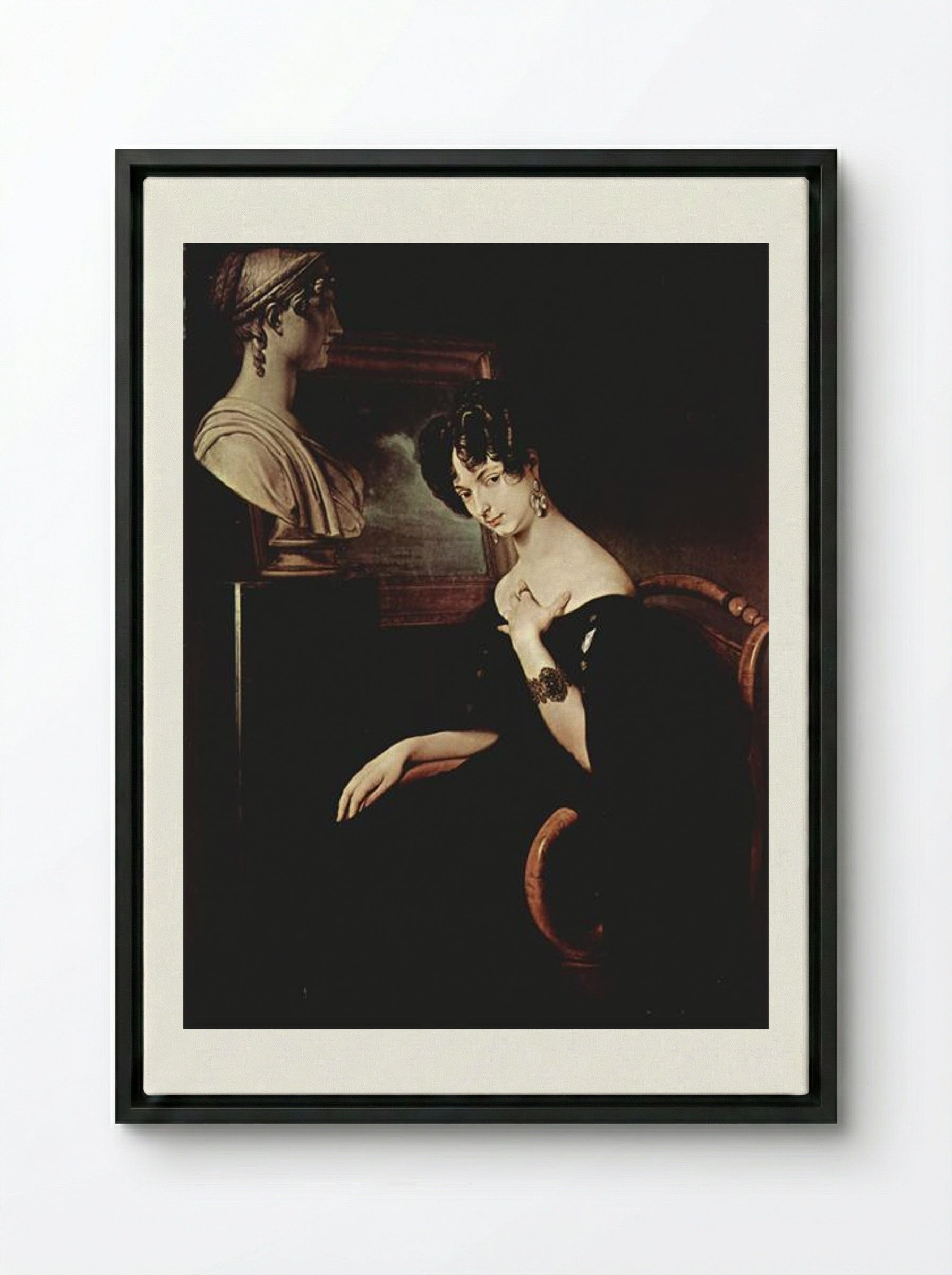 Portrait of Cristina di Belgiojoso Trivulzio - Francesco Hayez - Framed Canvas Black