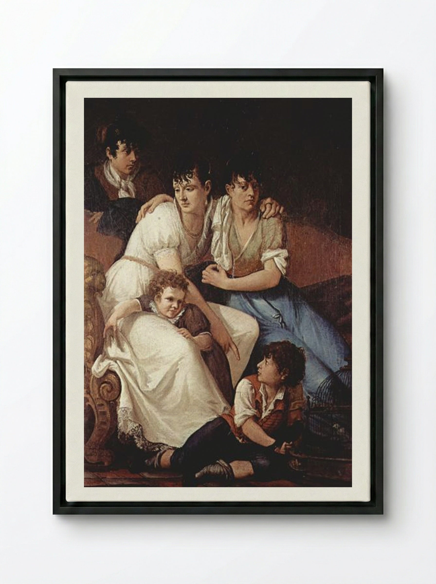 Family Portrait - Francesco Hayez - Framed Canvas Black