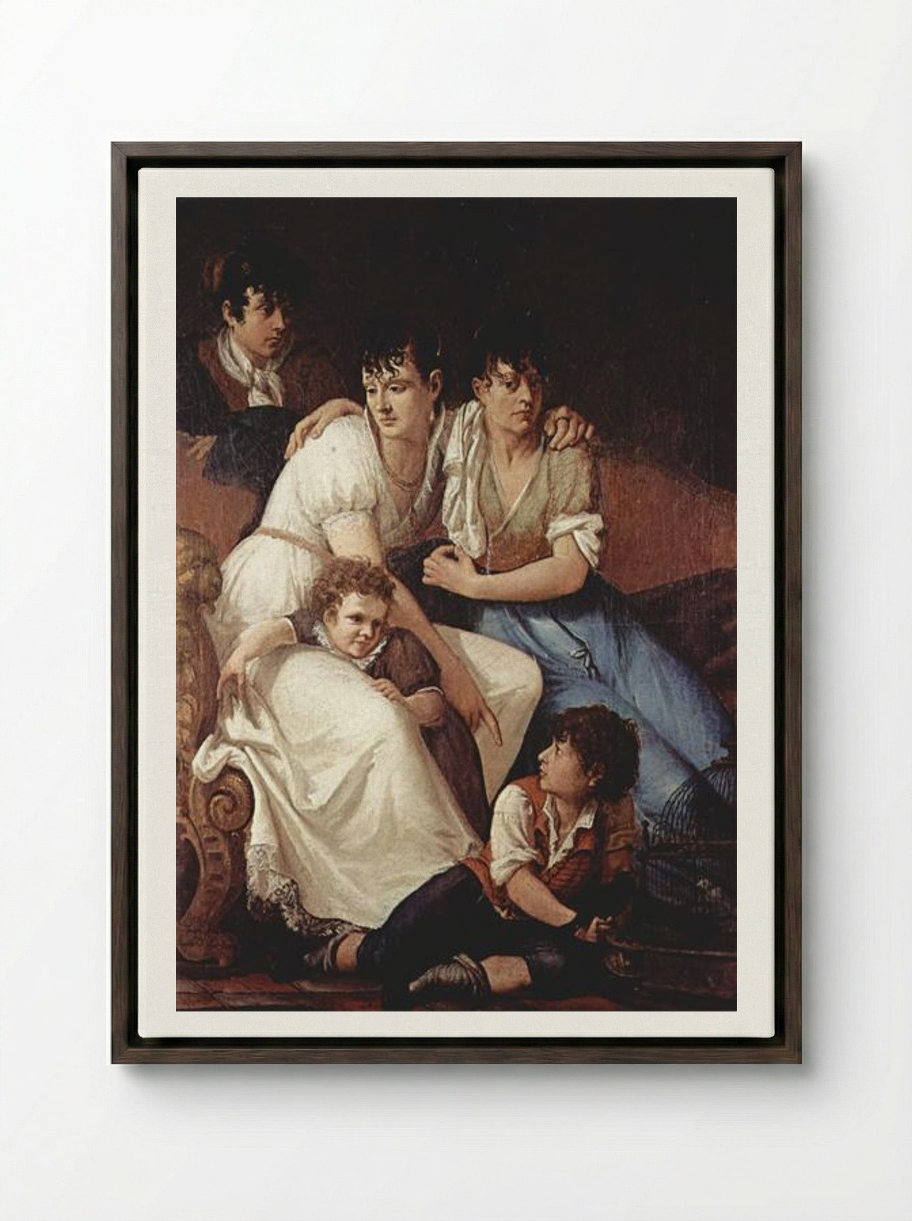 Family Portrait - Francesco Hayez - Framed Canvas Dark Wood