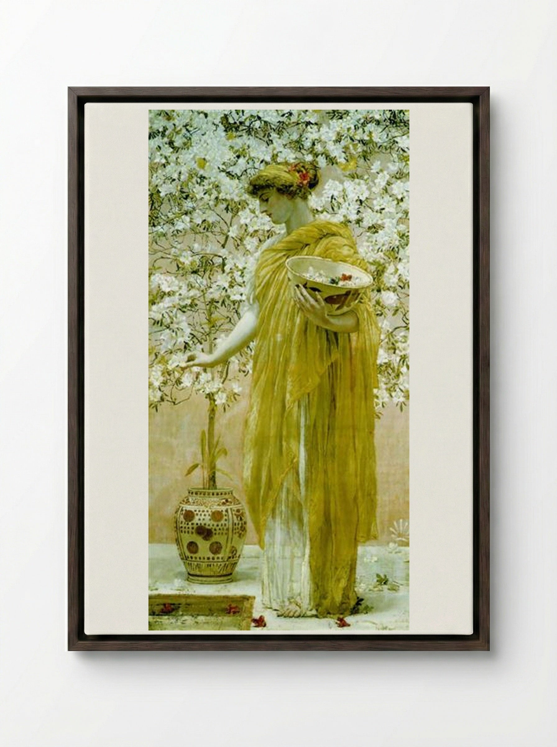 Azaleas - Albert Joseph Moore - Framed Canvas Dark Wood