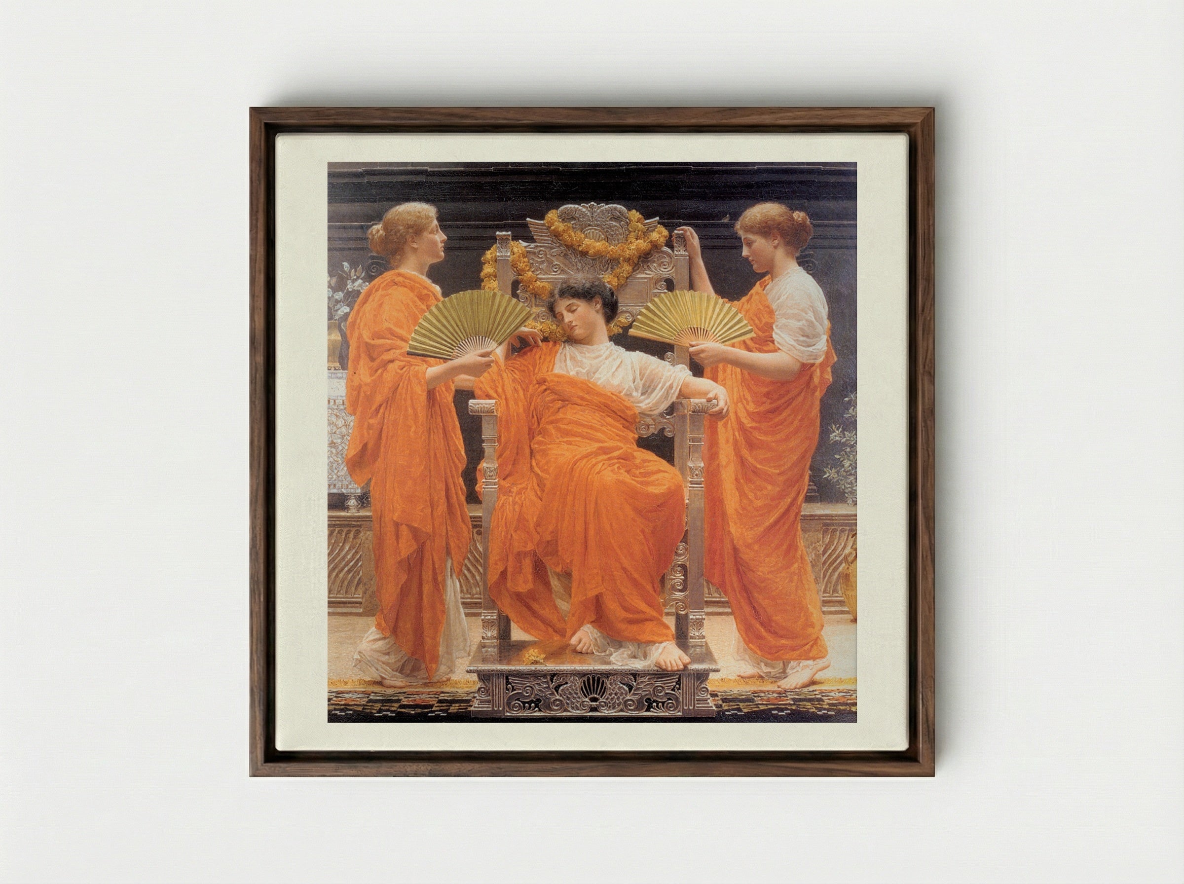 Midsummer - Albert Joseph Moore - Framed Canvas Dark Wood