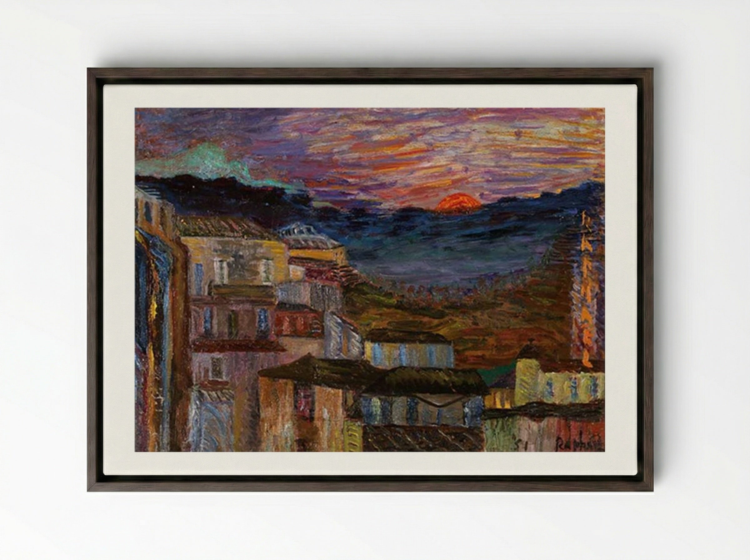 Caltagirone all’alba - Antonietta Raphael - Framed Canvas Dark Wood