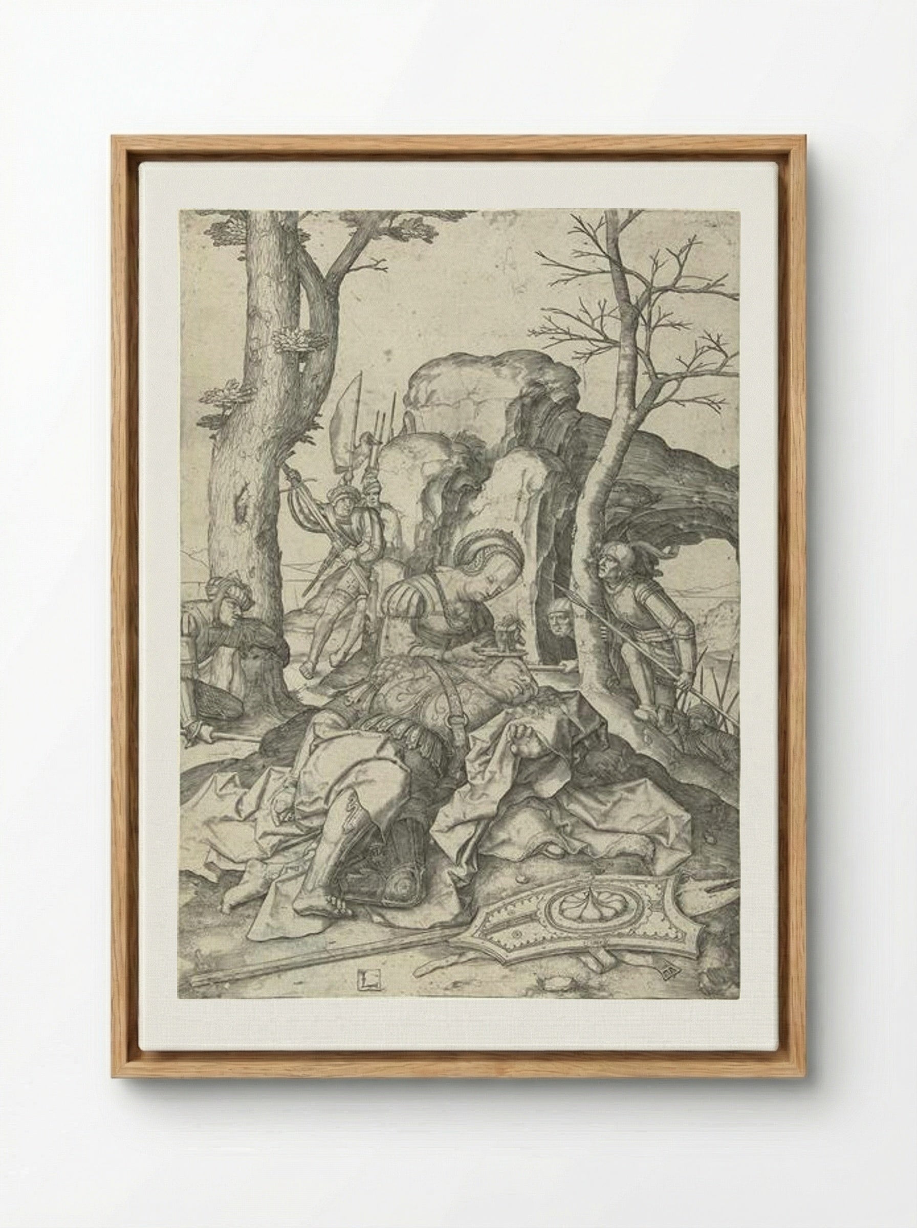 Samson and Delilah - Lucas van Leyden - Framed Canvas Wood