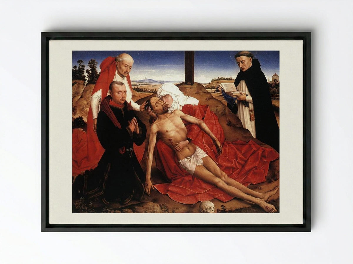 Lamentation - Rogier van der Weyden - Framed Canvas Black