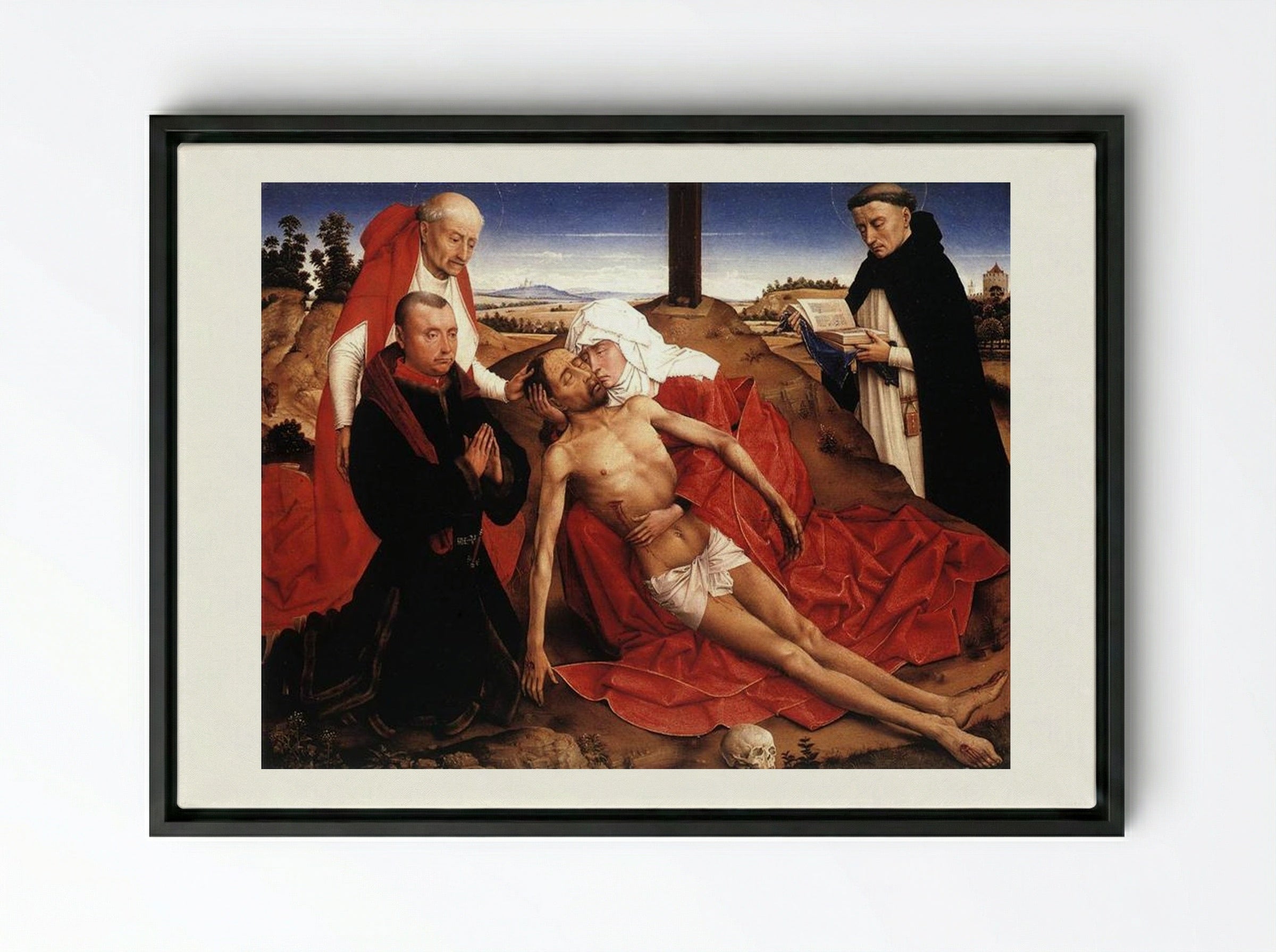 Lamentation - Rogier van der Weyden - Framed Canvas Black