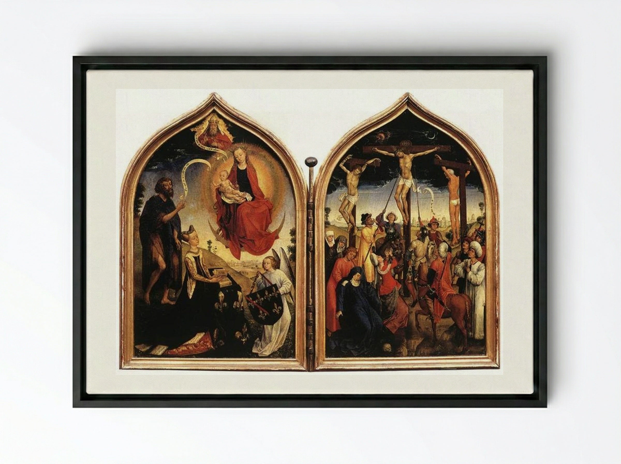Diptych of Jeanne of France - Rogier van der Weyden - Framed Canvas Black