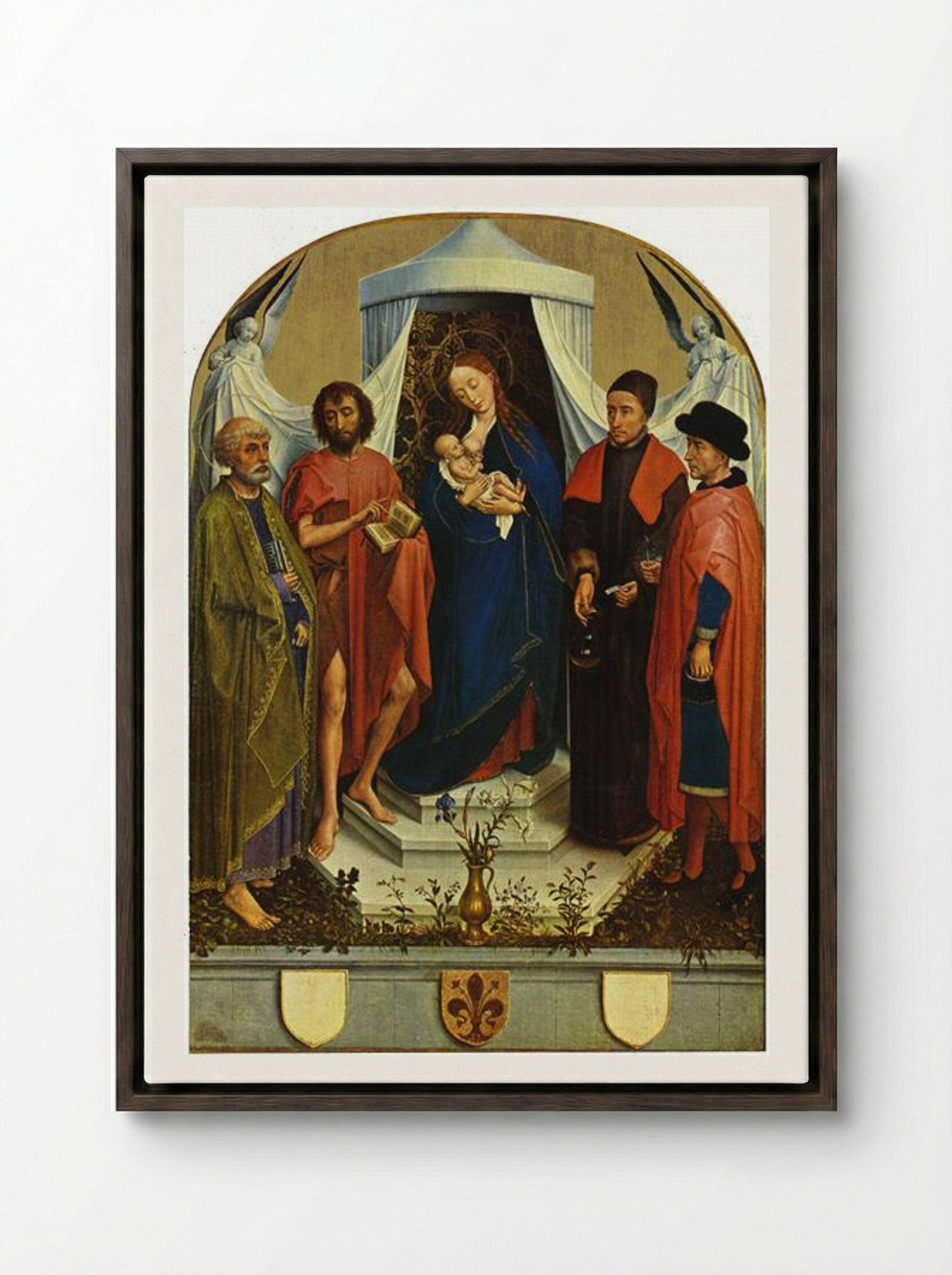 Medici Madonna - Rogier van der Weyden - Framed Canvas Dark Wood